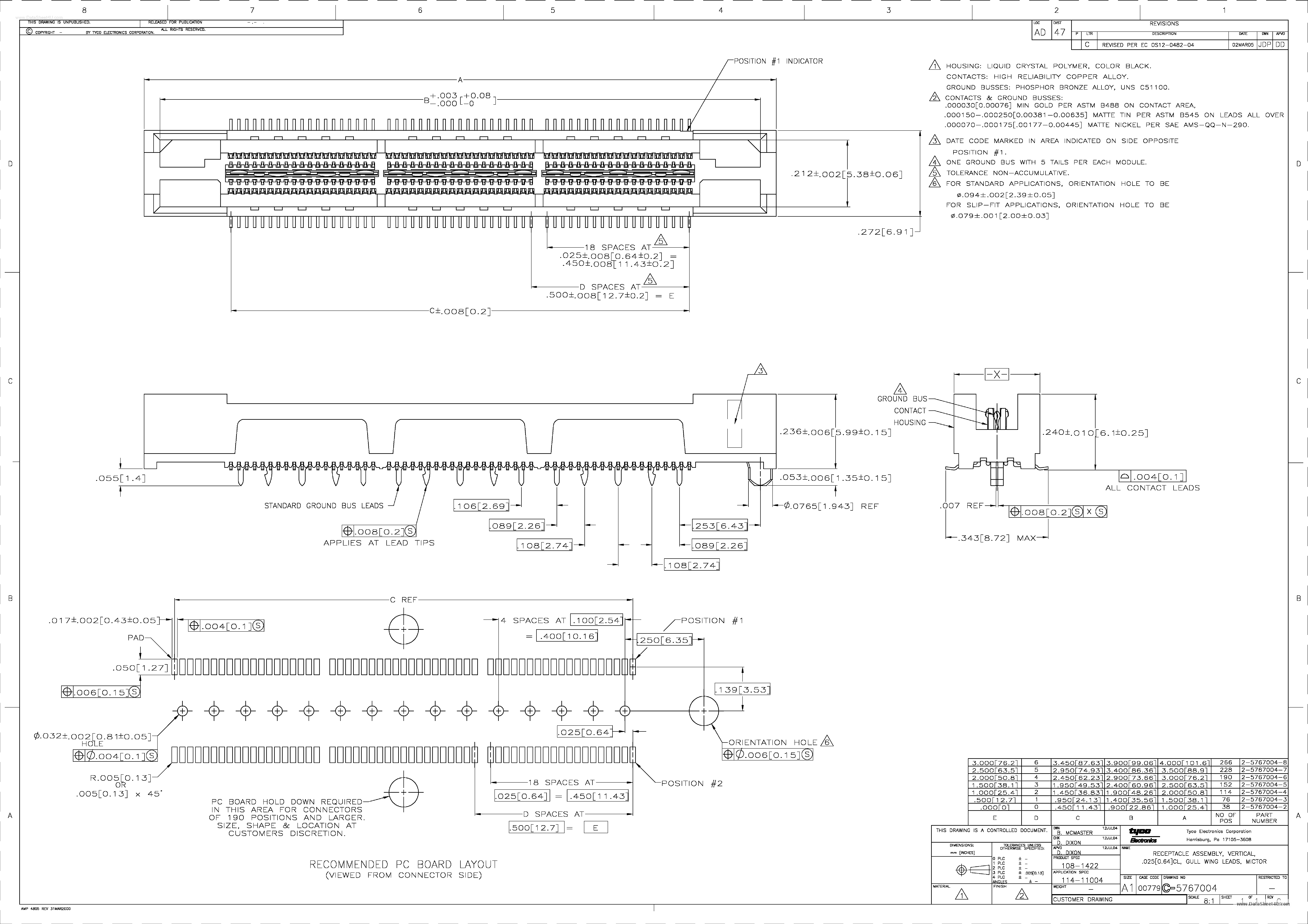 Даташит на микросхему 2-5767004 страница 1 Даташит 2-5767004 - Connector страница 1