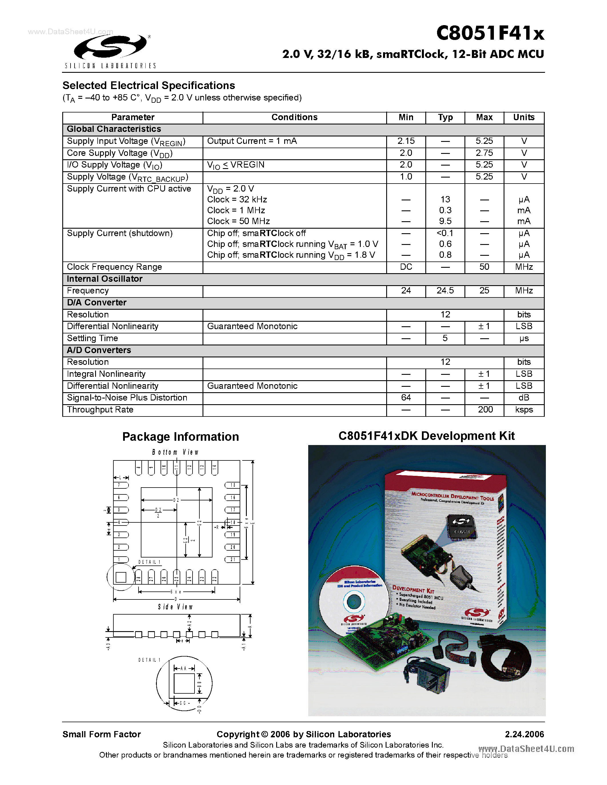 Datasheet C8051F41X page 2 Datasheet C8051F41X - 12-Bit ADC MCU page 2