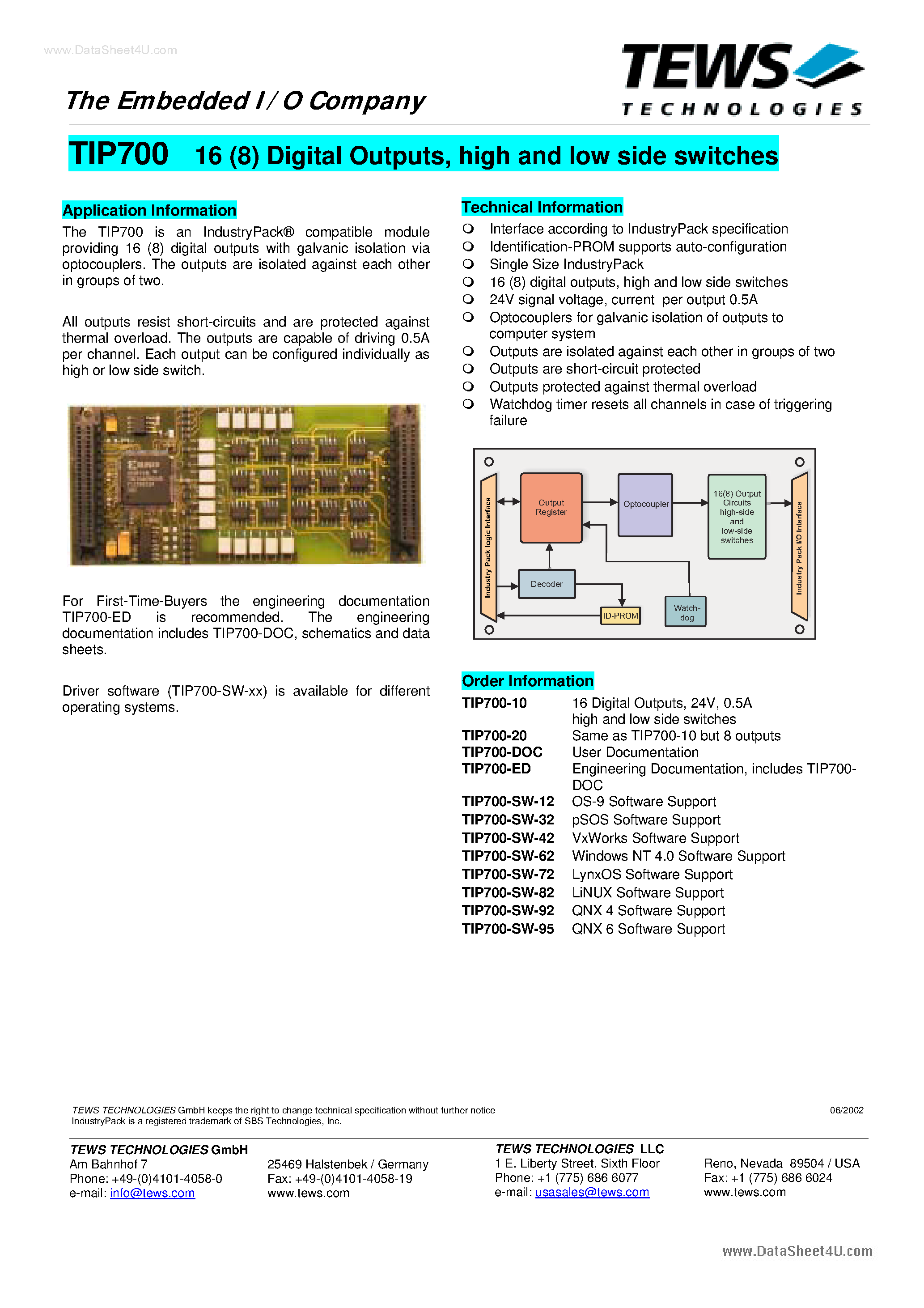 Datasheet TIP700 page 1 Datasheet TIP700 - high and low side switches page 1