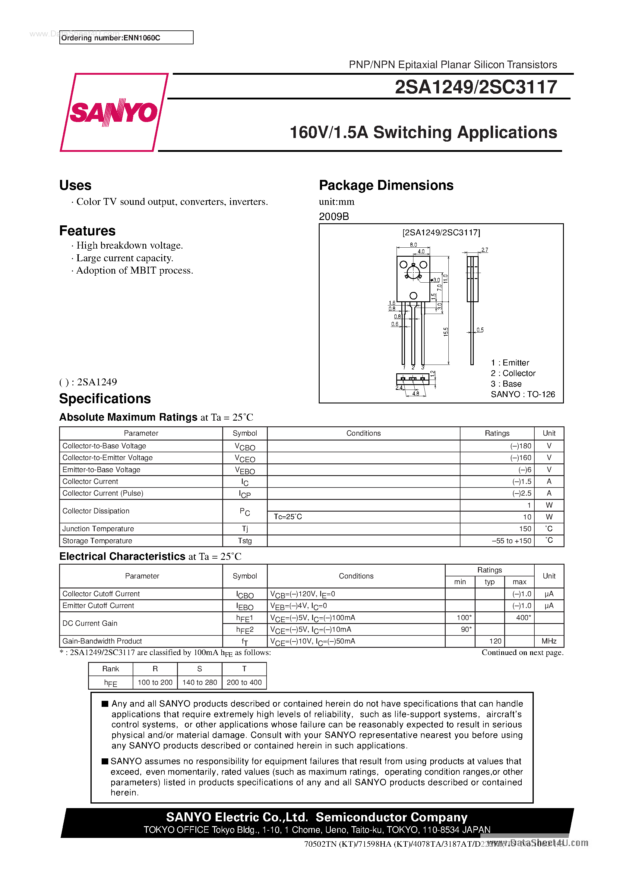 Datasheet C3117 - Search -----> 2SC3117 page 1