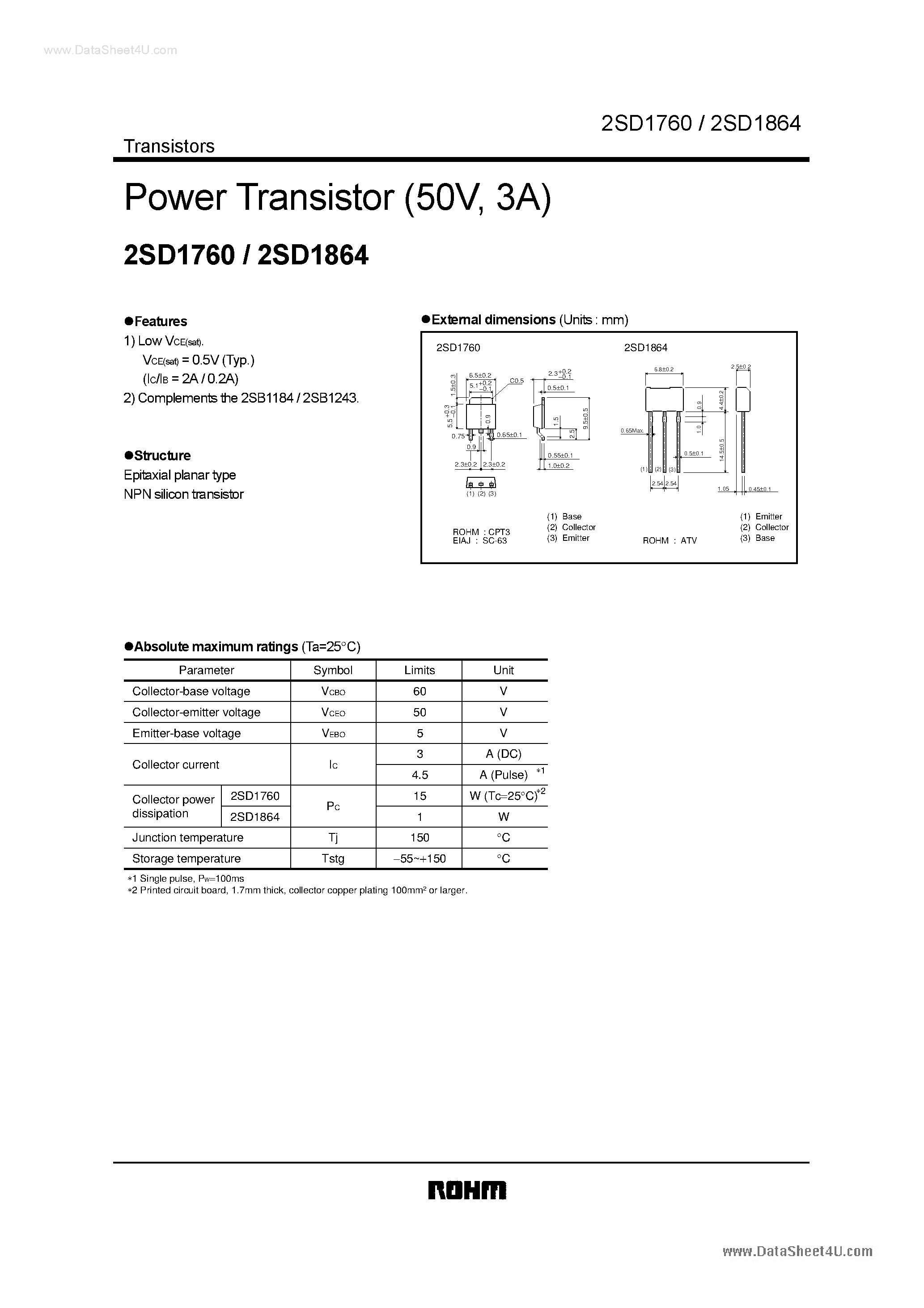 Даташит на микросхему D1760 страница 1 Даташит D1760 - Search -----> 2SD1760 страница 1