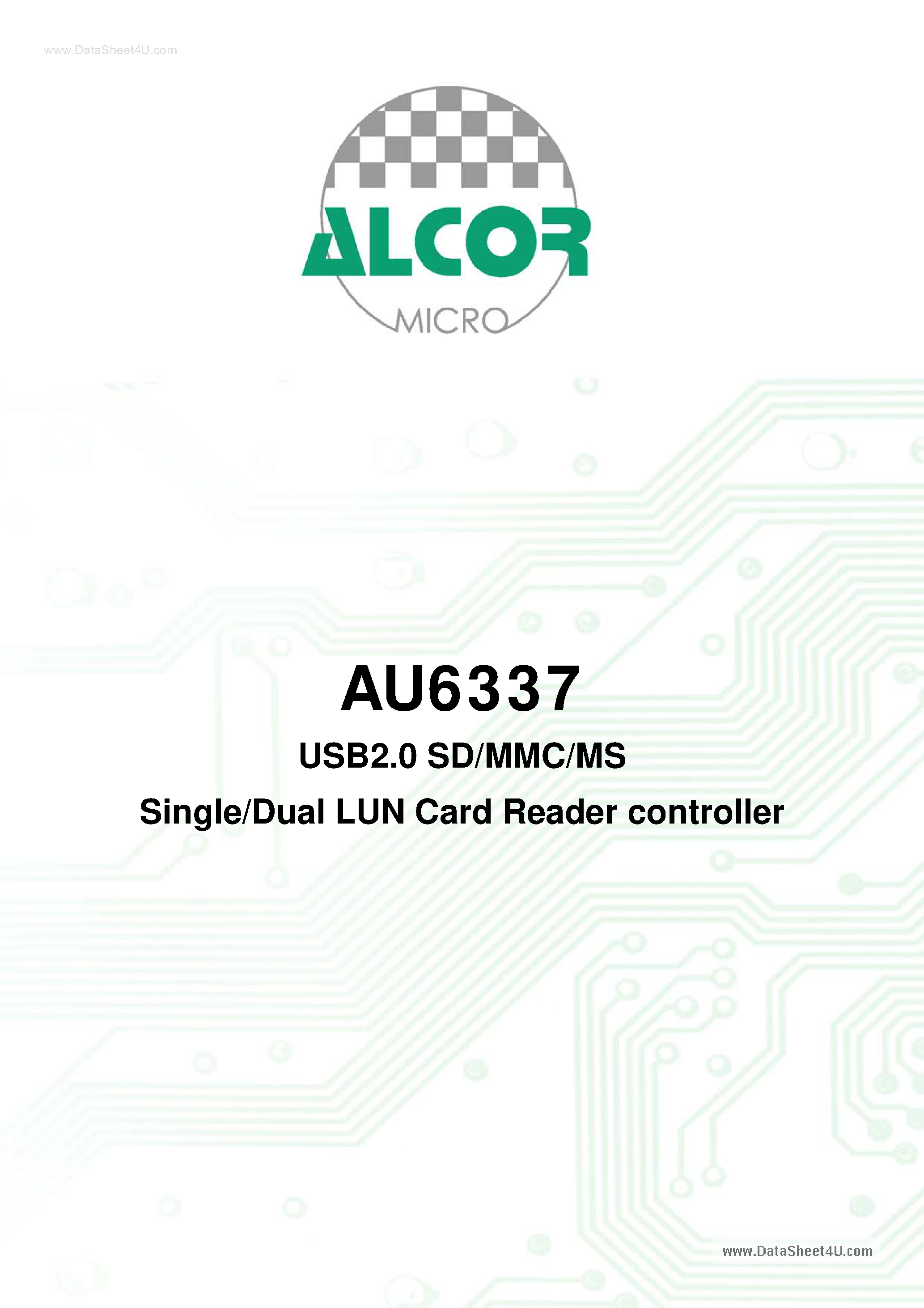 Datasheet AU6337 page 2 Datasheet AU6337 - USB2.0 SD/MMC/MS Single/Dual LUN Card Reader controller page 2