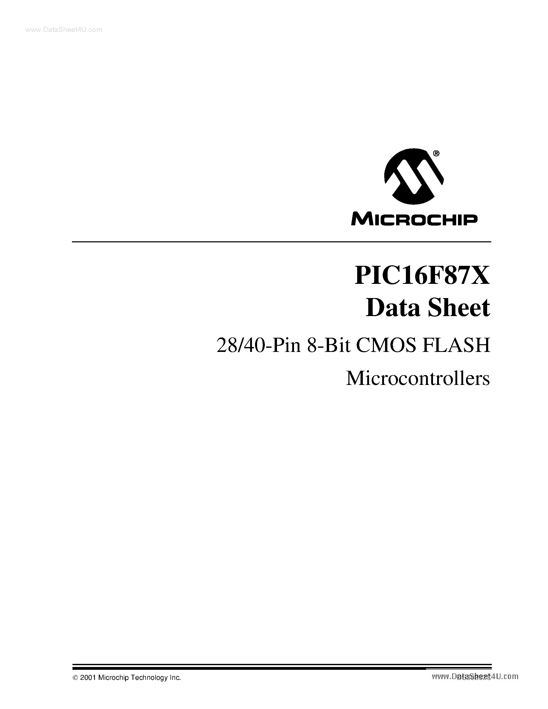 Даташит PIC16F87X - 28/40-Pin 8-Bit CMOS FLASH Microcontrollers страница 1