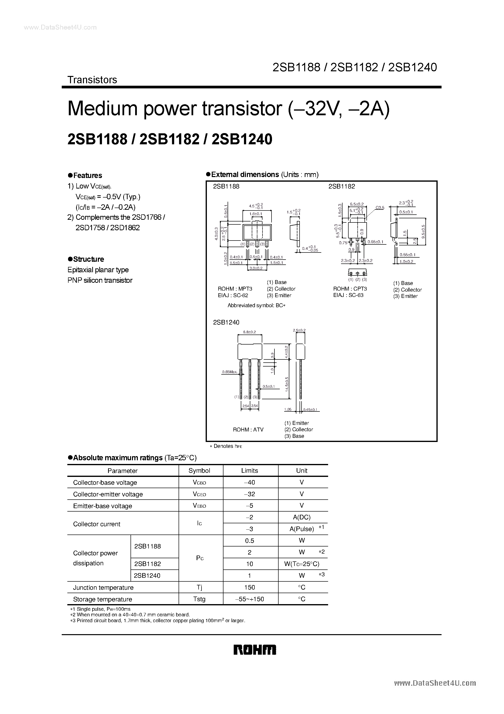 Даташит на микросхему B1240 страница 1 Даташит B1240 - Search -----> 2SB1240 страница 1