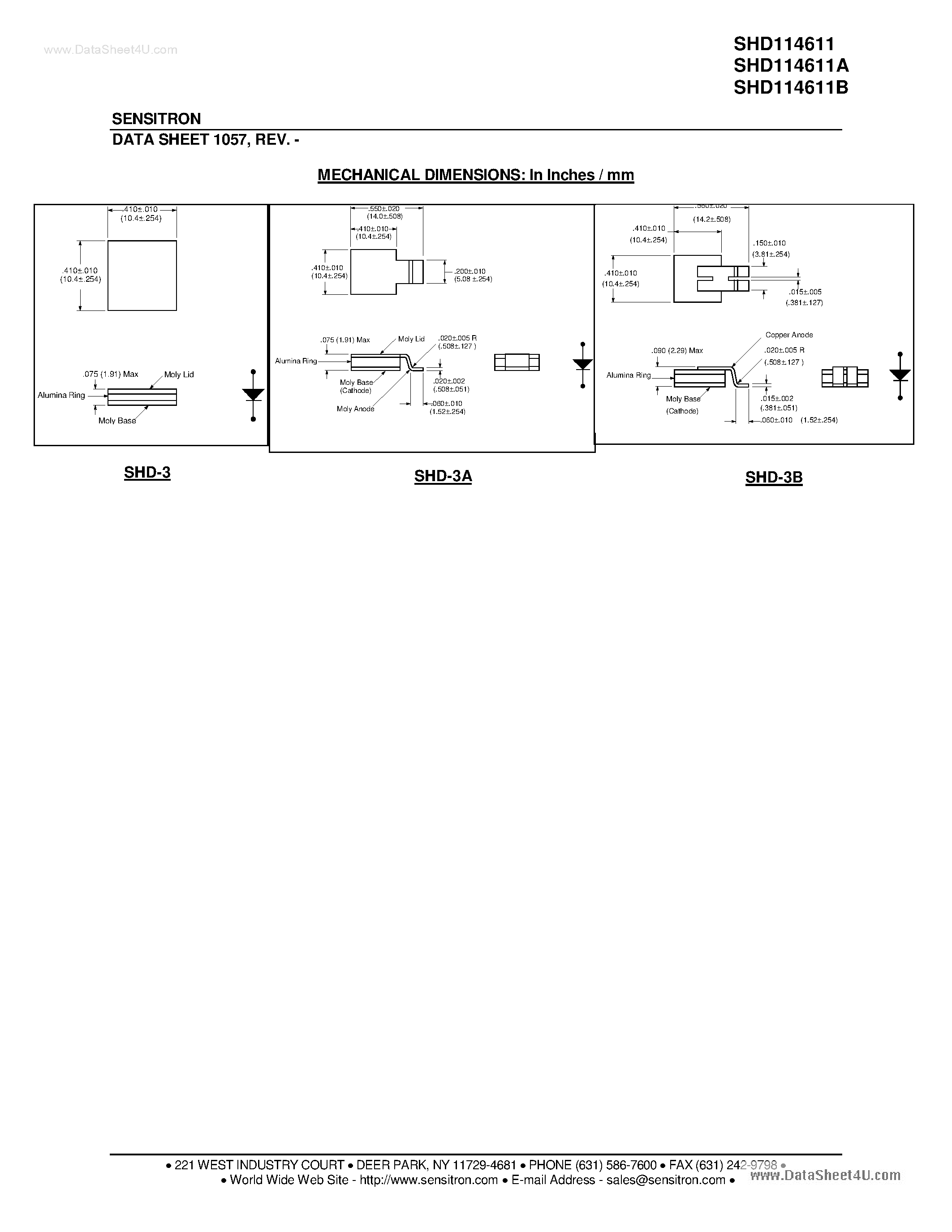 Datasheet SHD114611 page 2 Datasheet SHD114611 - HERMETIC POWER SCHOTTKY RECTIFIER page 2