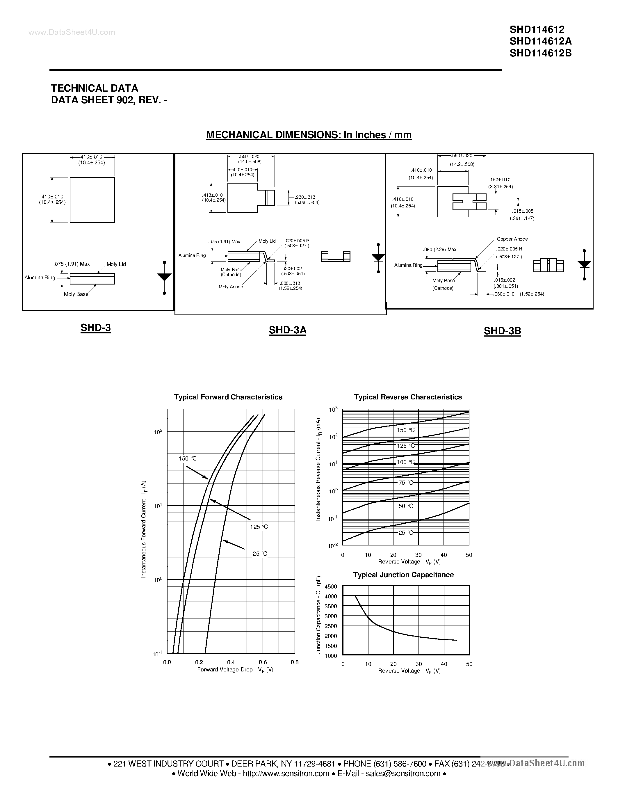 Datasheet SHD114612 page 2 Datasheet SHD114612 - HERMETIC POWER SCHOTTKY RECTIFIER page 2