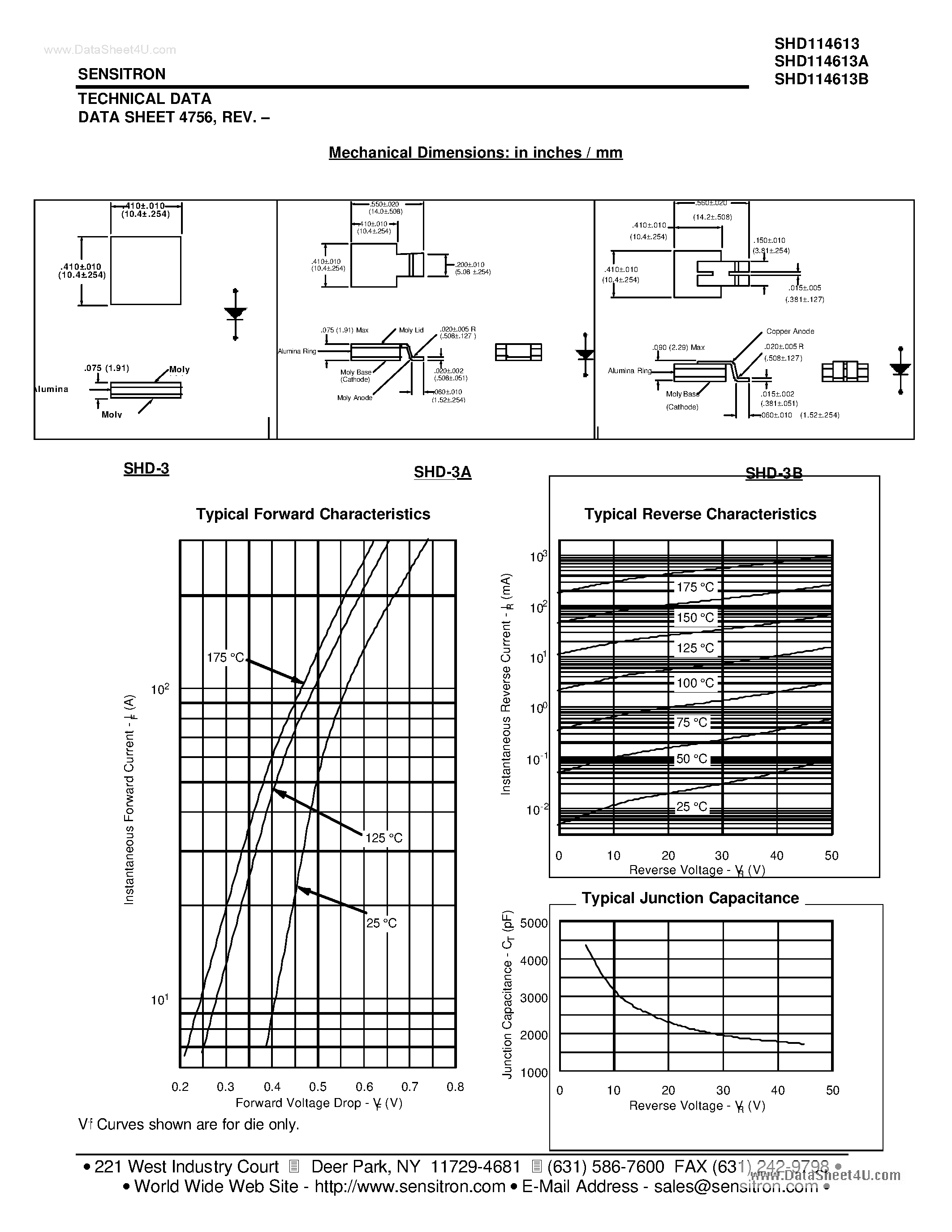Datasheet SHD114613 page 2 Datasheet SHD114613 - HERMETIC POWER SCHOTTKY RECTIFIER page 2