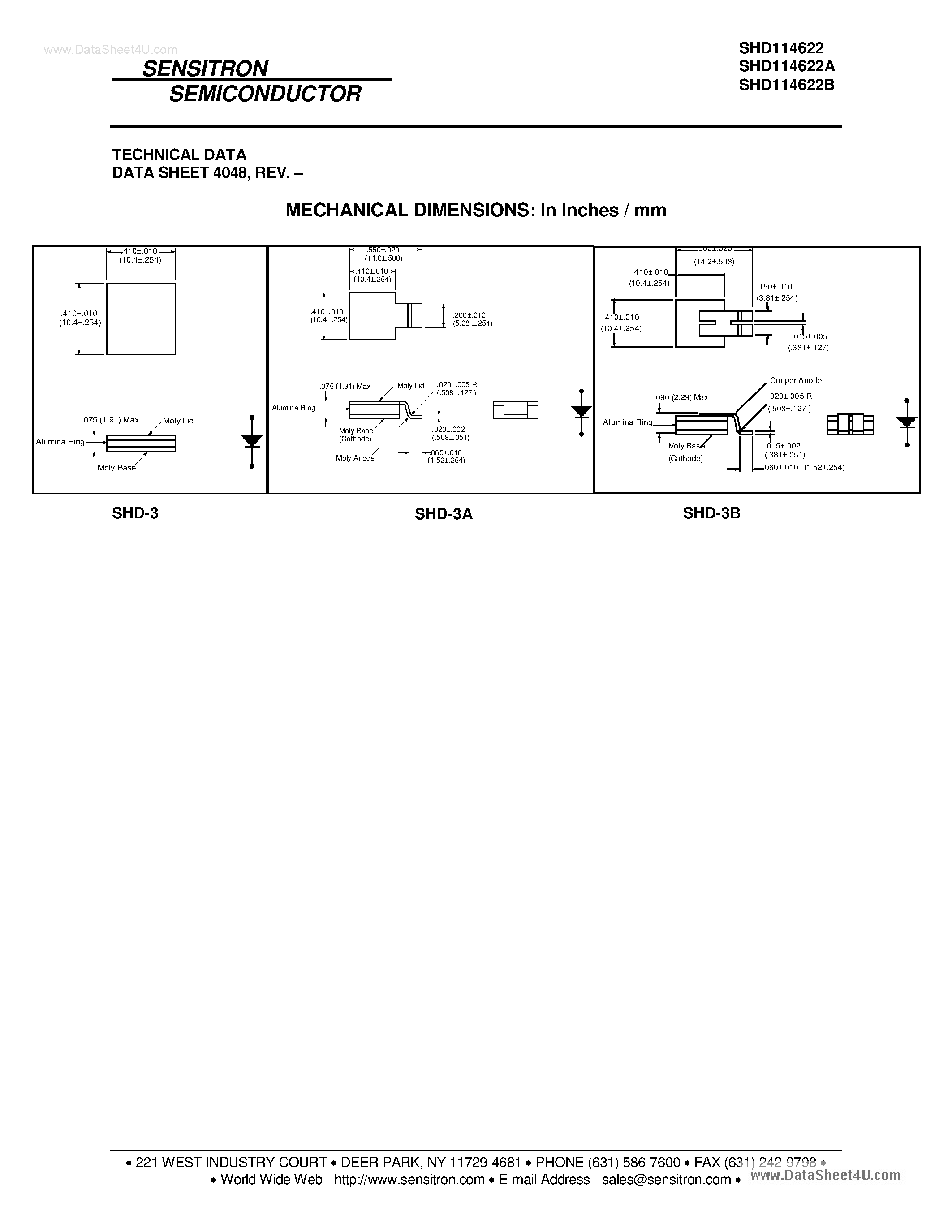 Datasheet SHD114622 page 2 Datasheet SHD114622 - HERMETIC POWER SCHOTTKY RECTIFIER page 2