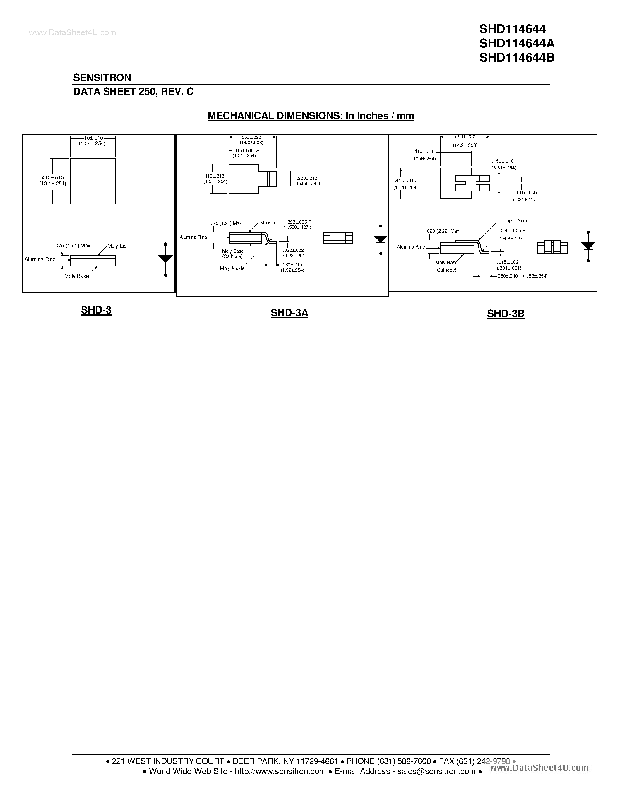 Datasheet SHD114644 page 2 Datasheet SHD114644 - HERMETIC POWER SCHOTTKY RECTIFIER page 2