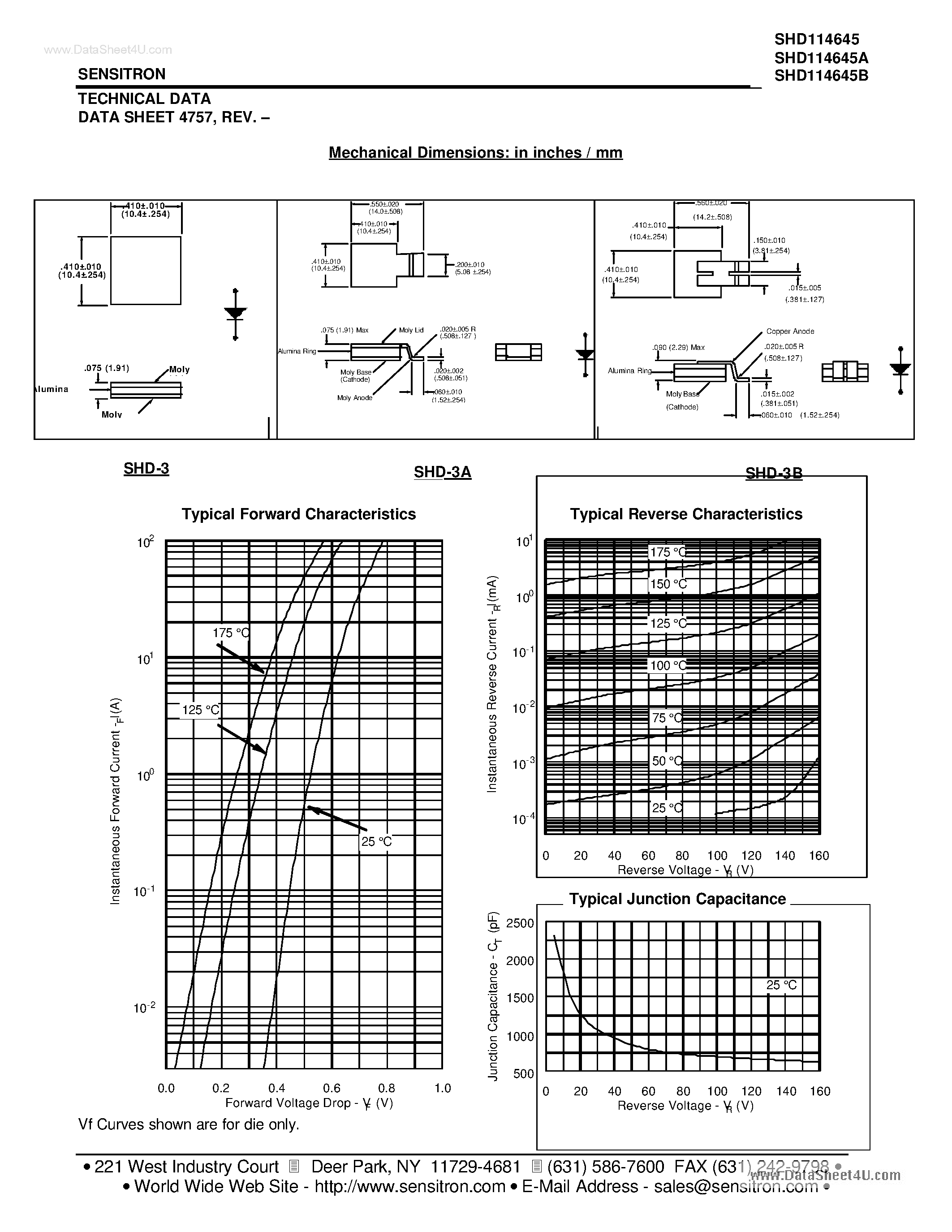 Datasheet SHD114645 page 2 Datasheet SHD114645 - HERMETIC POWER SCHOTTKY RECTIFIER page 2