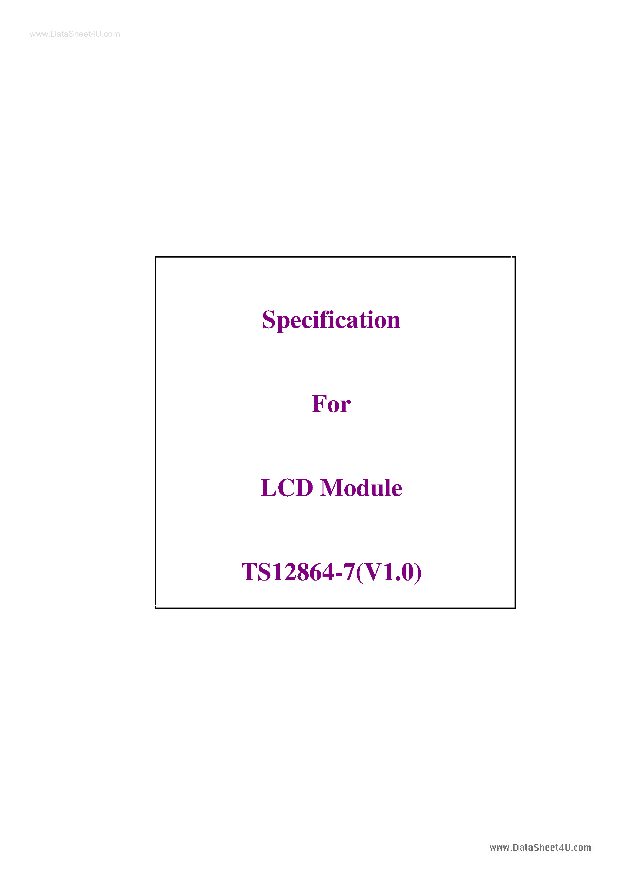 Datasheet TS-12864-7 - LCD Module page 1