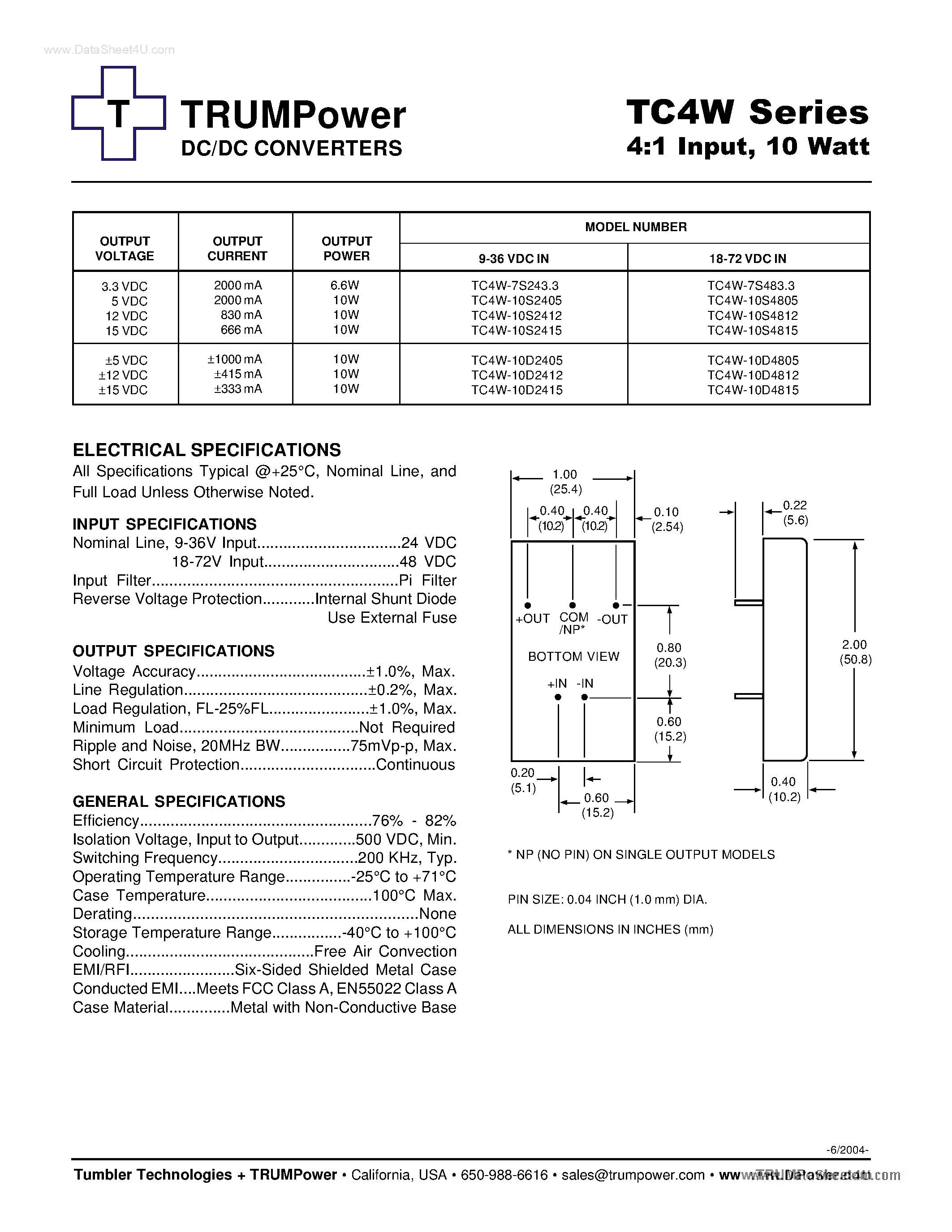 Datasheet TC4W - TRUMPower page 1