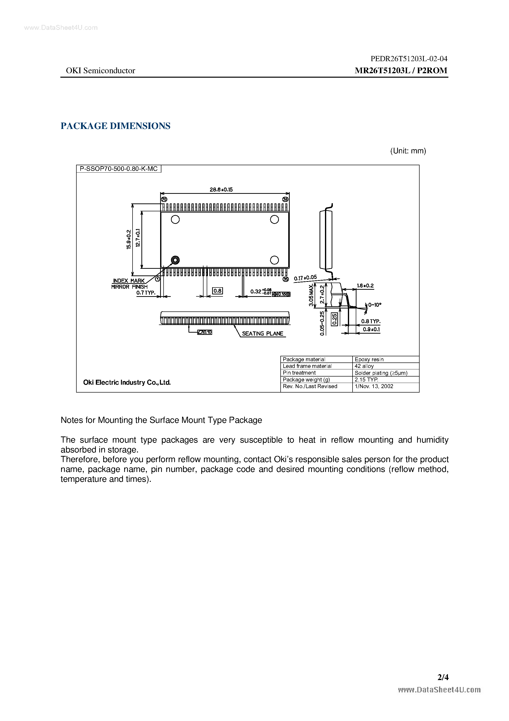 Datasheet MR26T51203L - 32M-Word x 16-Bit or64M-Word x 8-Bit P2ROM page 2
