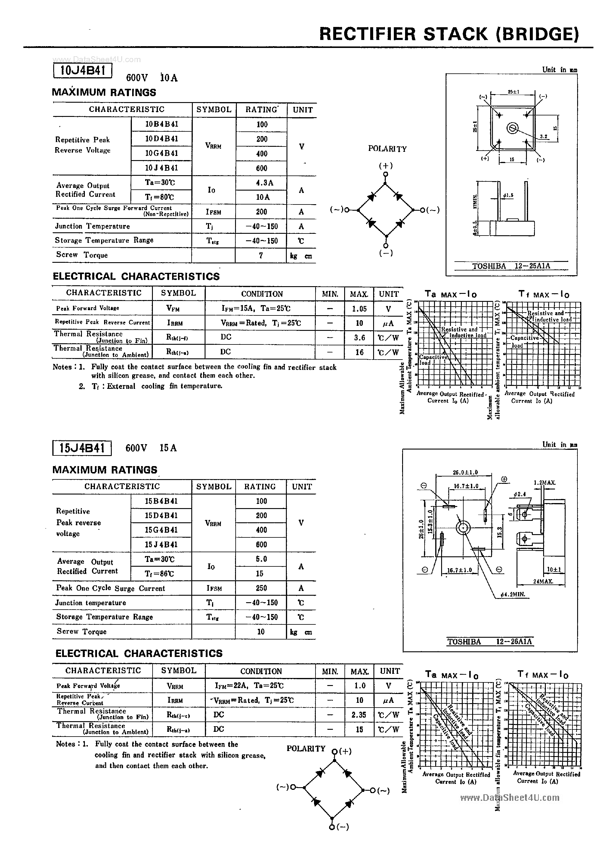 Datasheet 10J4B41 - RECTIFIER STACK page 1