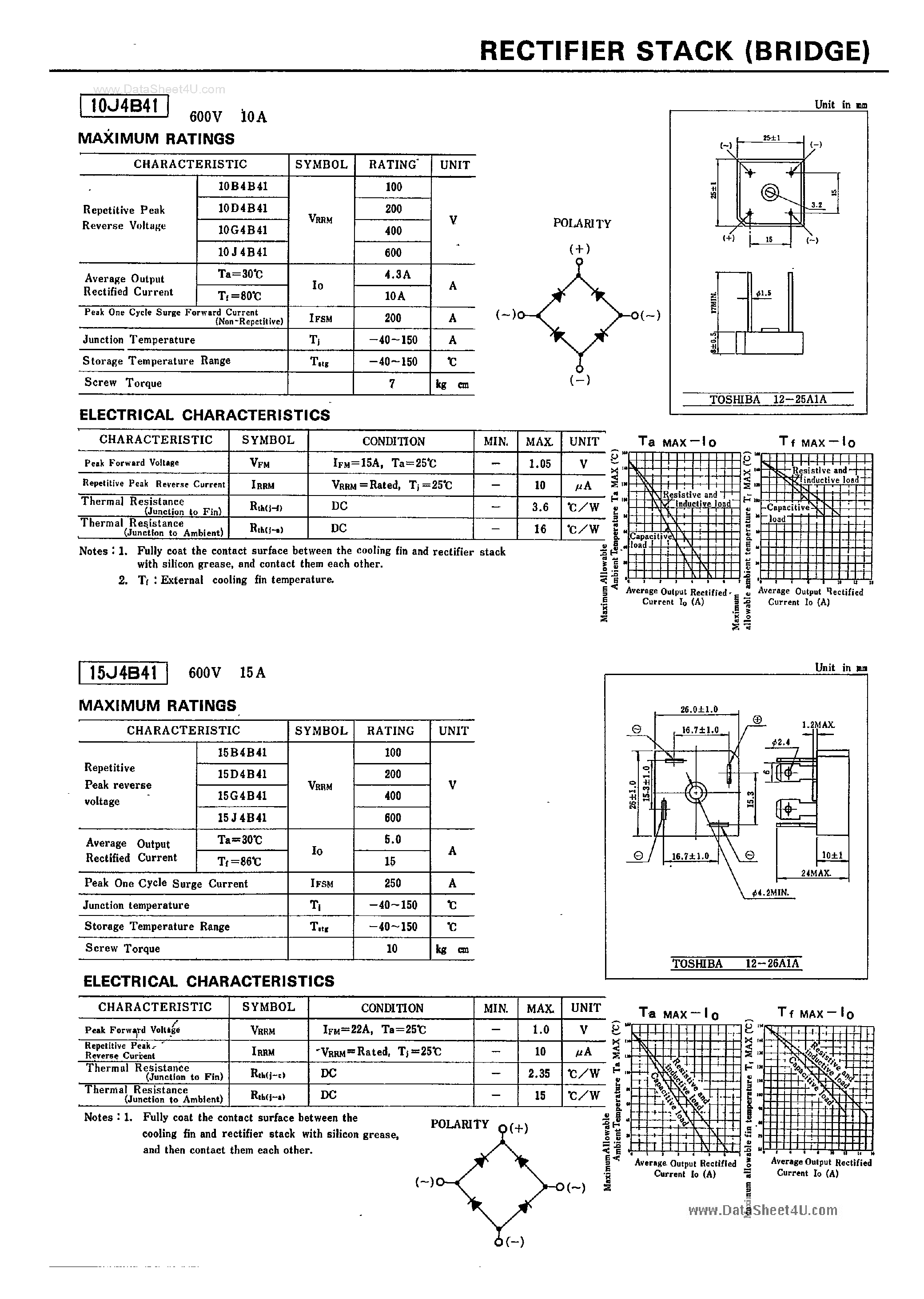 Datasheet 15J4B41 - RECTIFIER STACK page 1