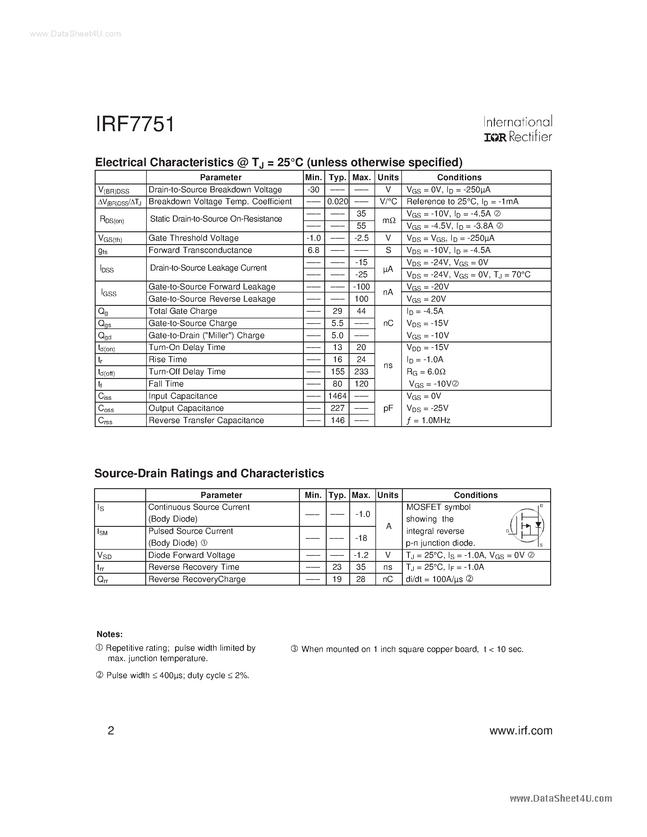 Datasheet F7751 - Search -----> IRF7751 page 2