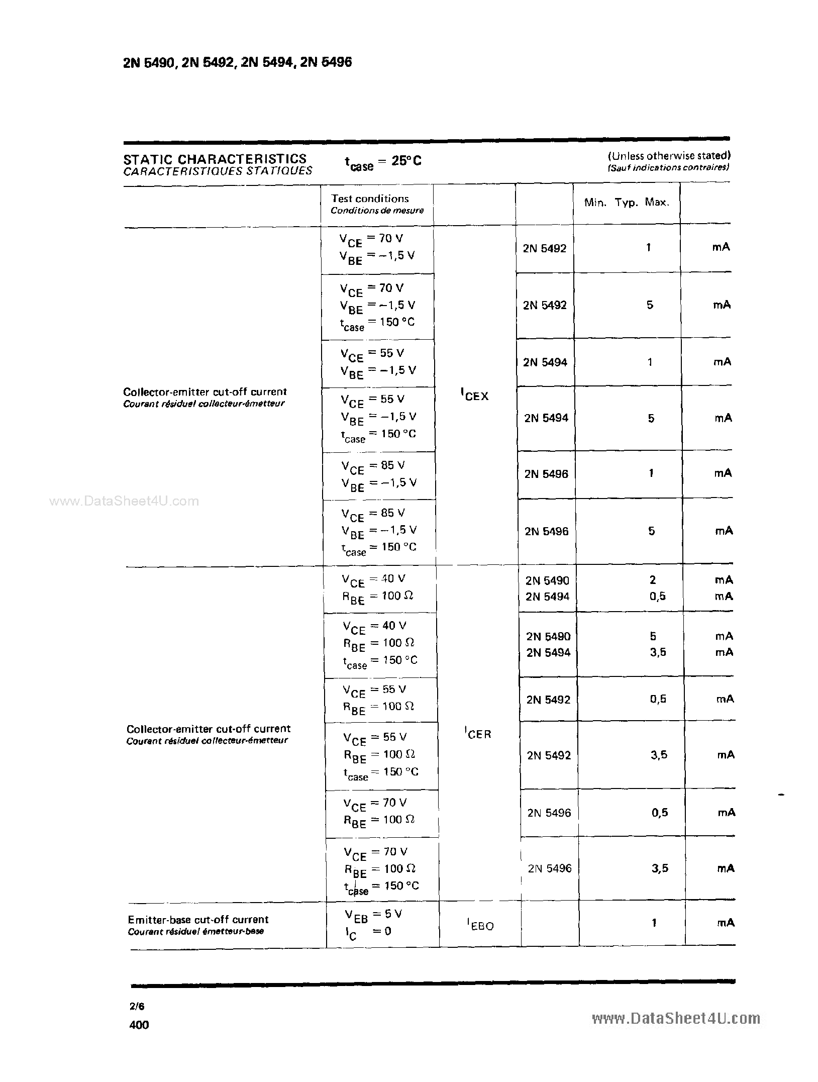 Datasheet 2N5490 - (2N549x) Silicon NPN Power Transistor page 2