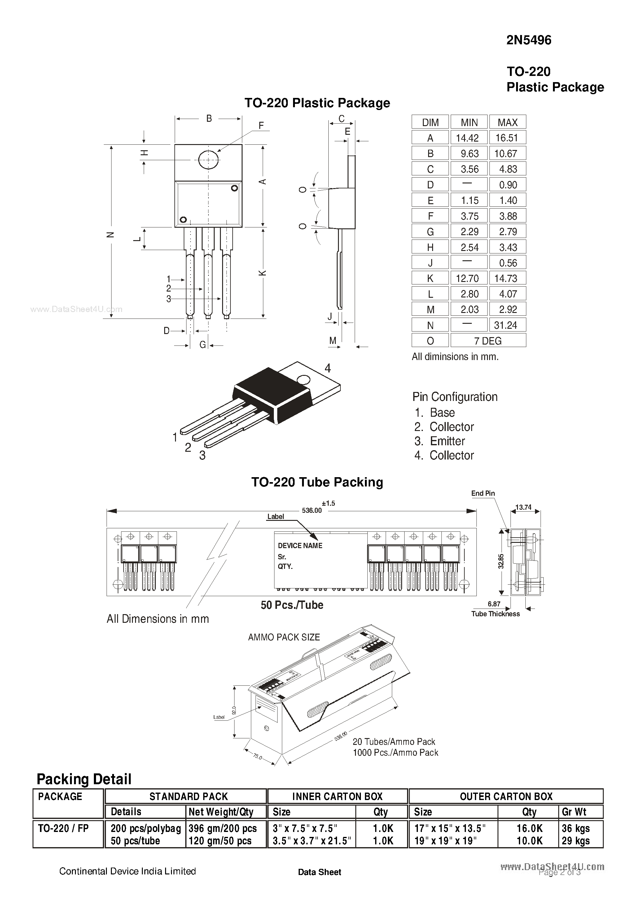 Datasheet 2N5496 - :: NPN PLASTIC POWER TRANSISTOR page 2