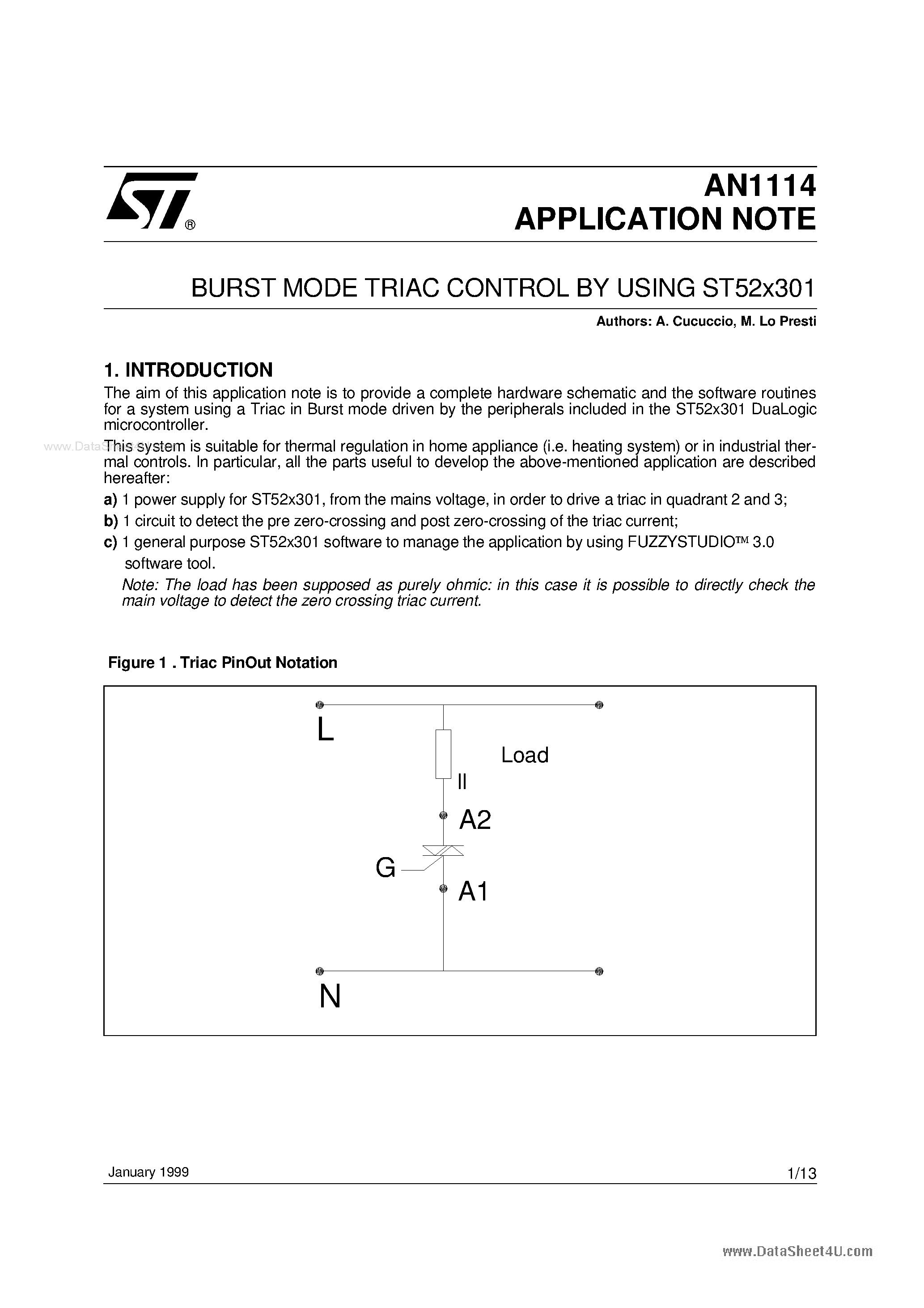 Даташит AN1114 - BURST MODE TRIAC CONTROL страница 1
