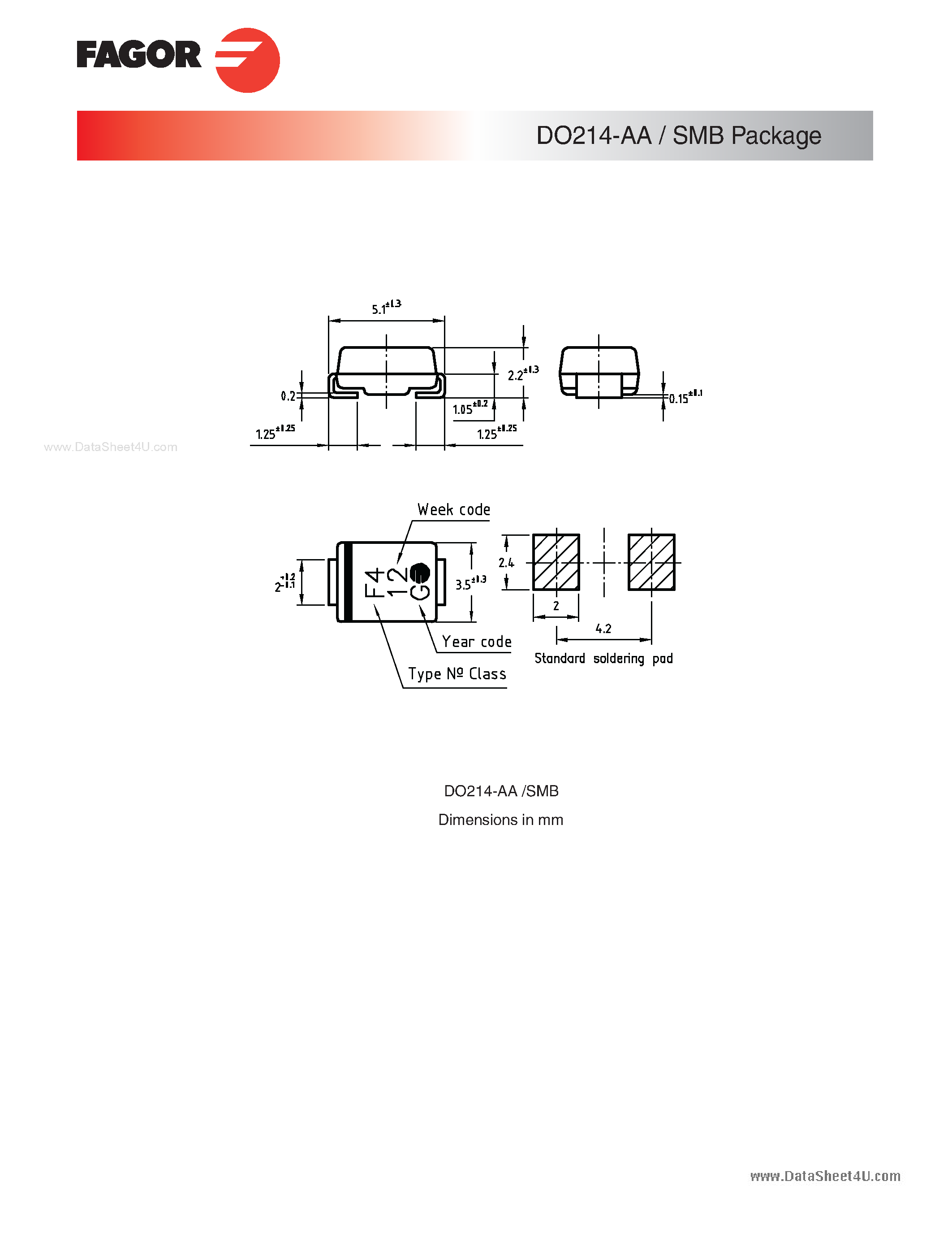 Datasheet DO214-AA - SMB Package page 1