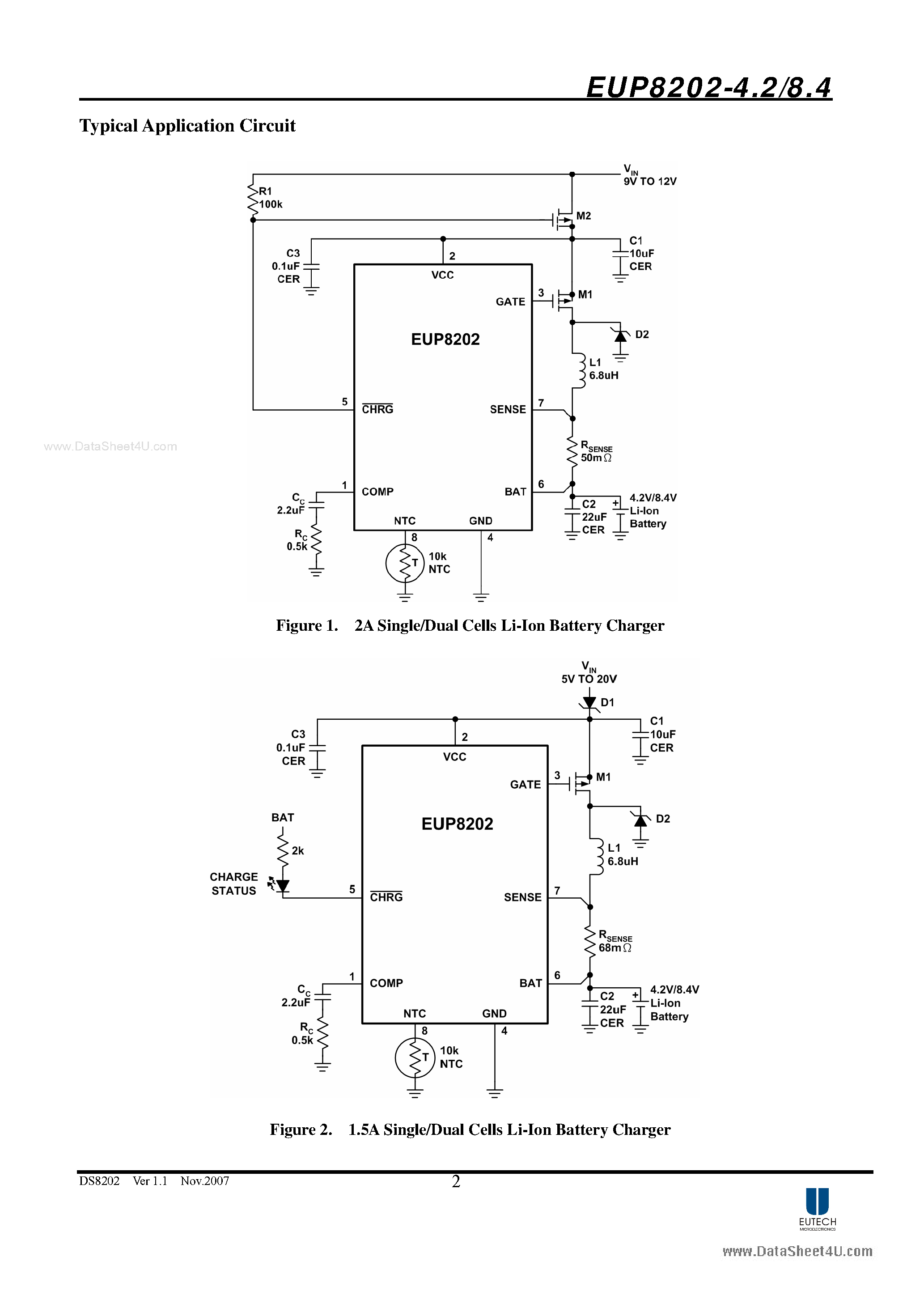 Datasheet EUP8202-4.2 - Switch Mode Li-Ion/Polymer Battery Charger page 2