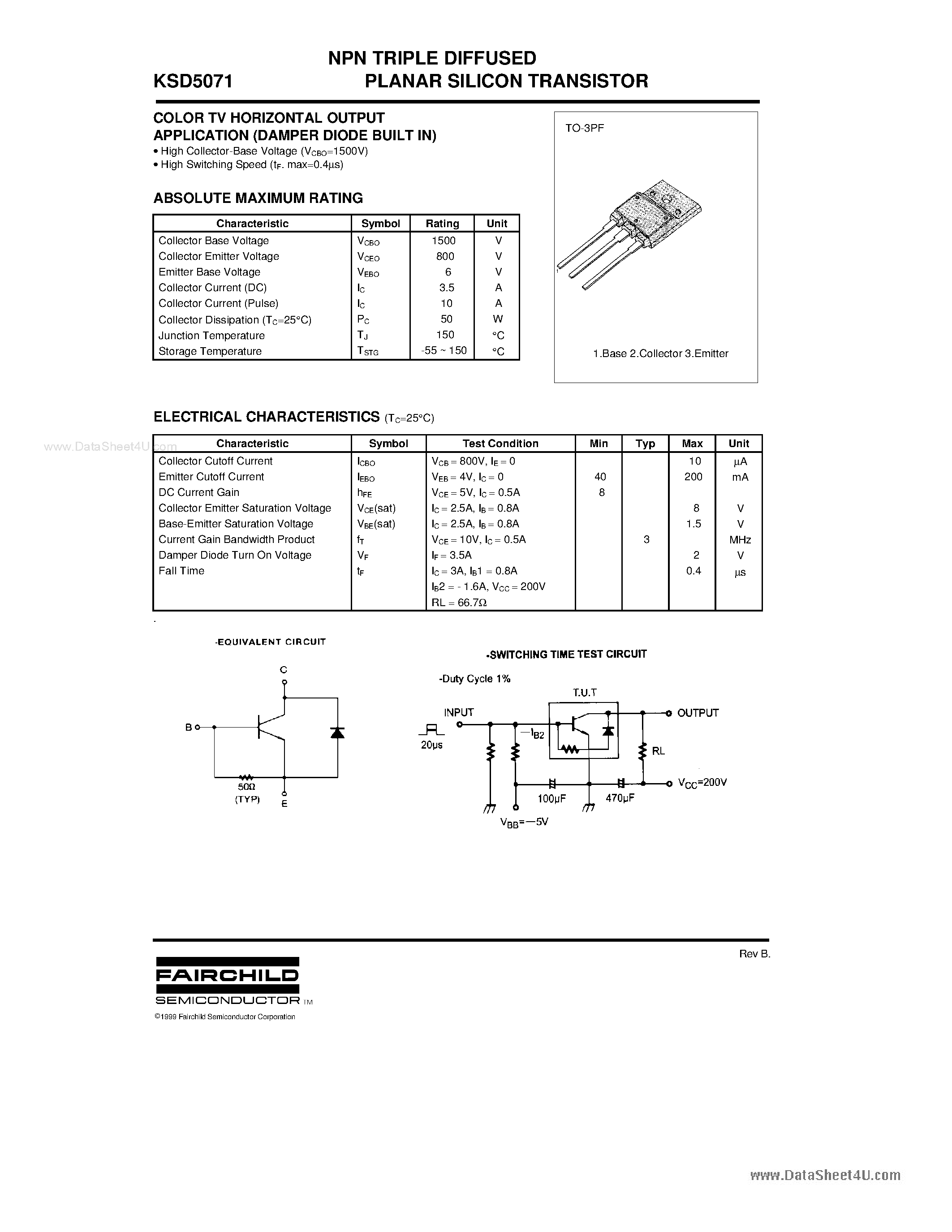 Datasheet D5071 page 1 Datasheet D5071 - Search -----> KSD5071 page 1