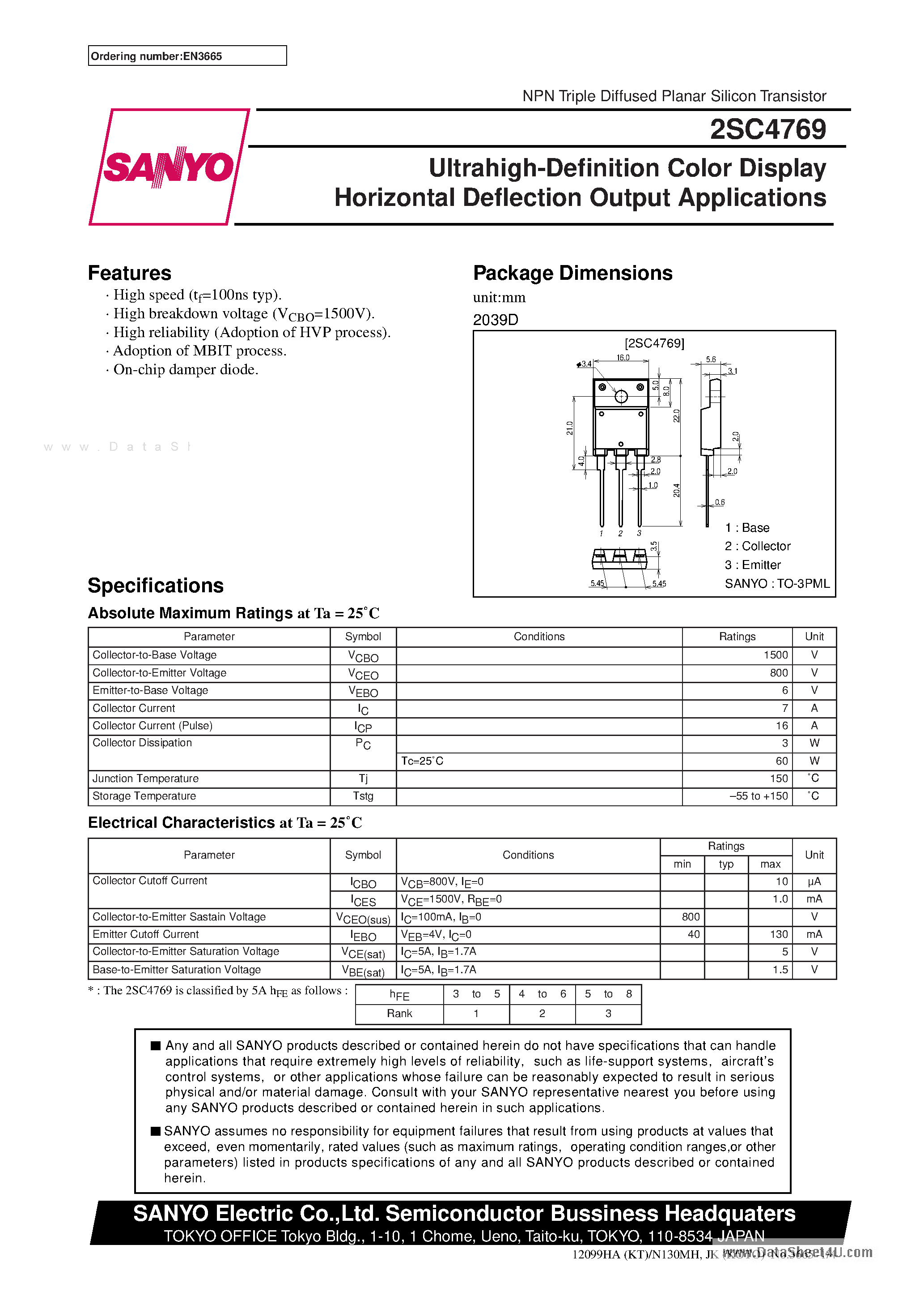 Datasheet C4769 page 1 Datasheet C4769 - Search -----> 2SC4769 page 1