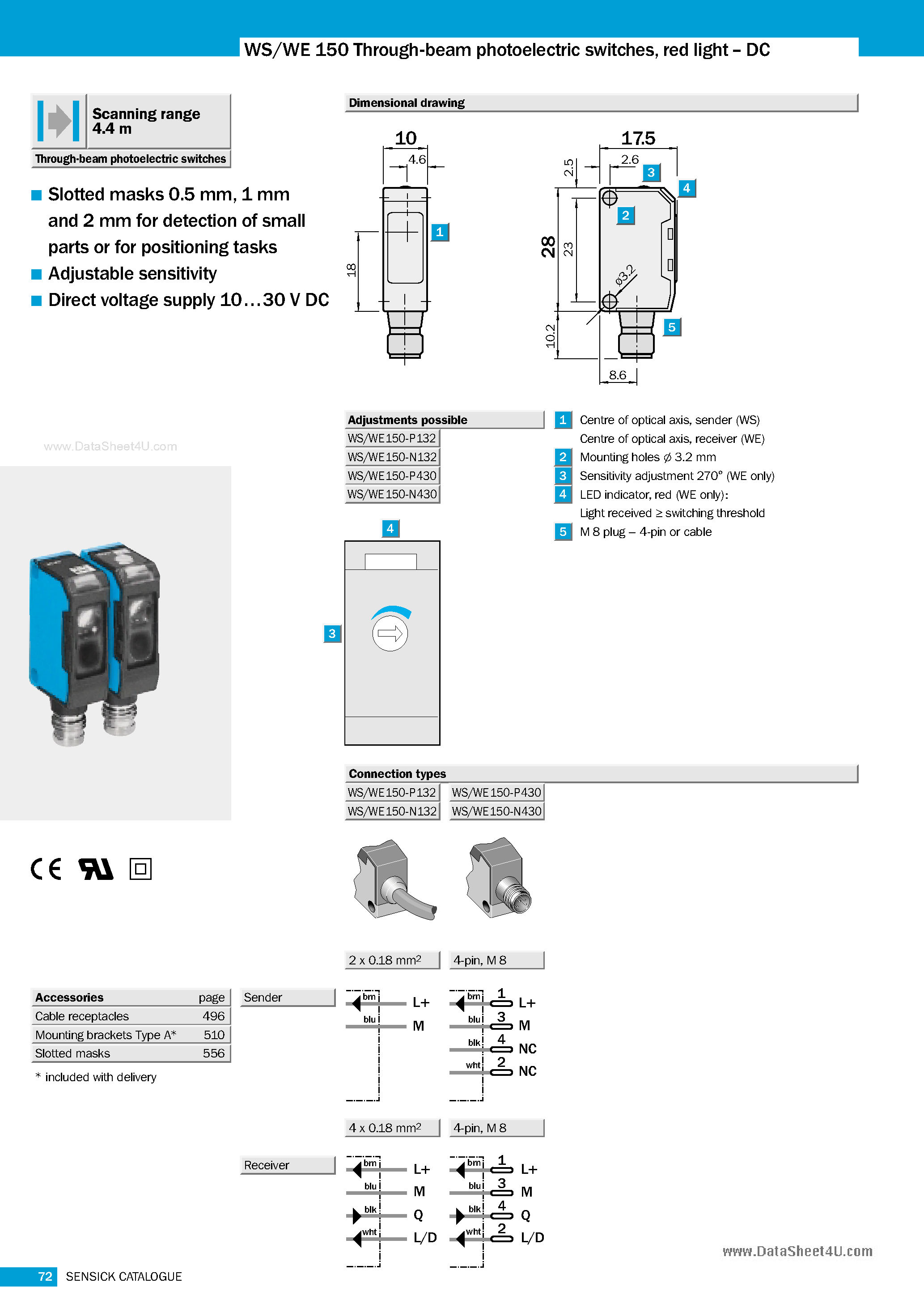 Даташит на микросхему WE150 страница 1 Даташит WE150 - Photo Electric Switches страница 1