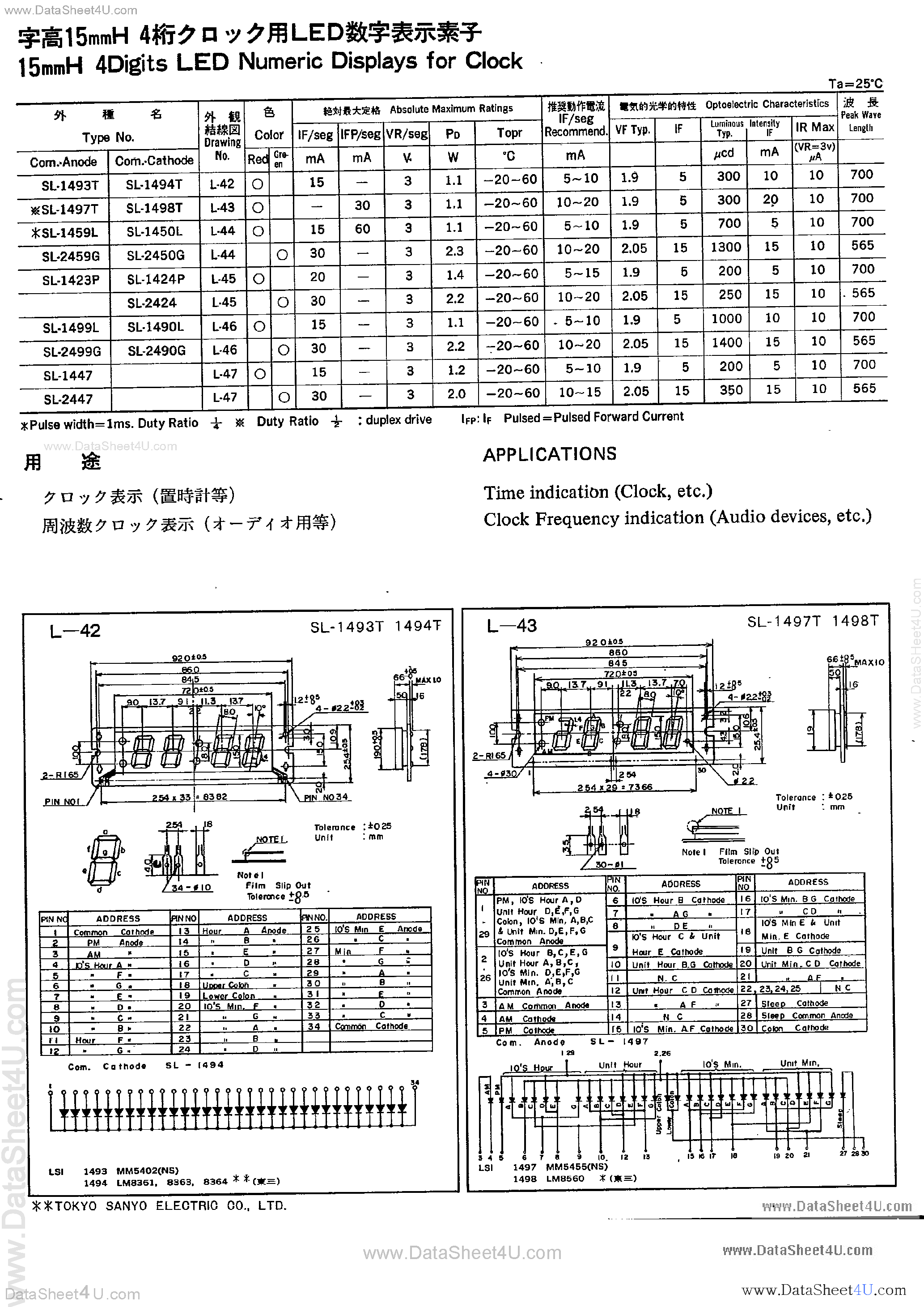 Даташит на микросхему SL-1498T страница 1 Даташит SL-1498T - (SL14xxx) LED страница 1
