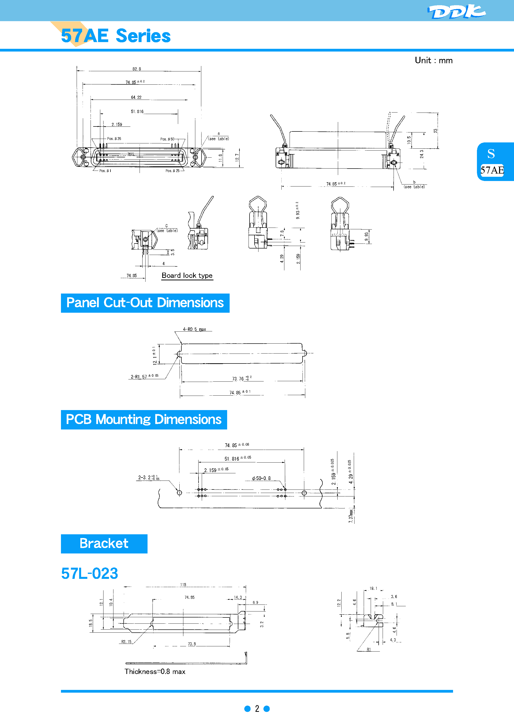 Даташит на микросхему 57AE страница 2 Даташит 57AE - Right Angle Solder Dip Connectors страница 2