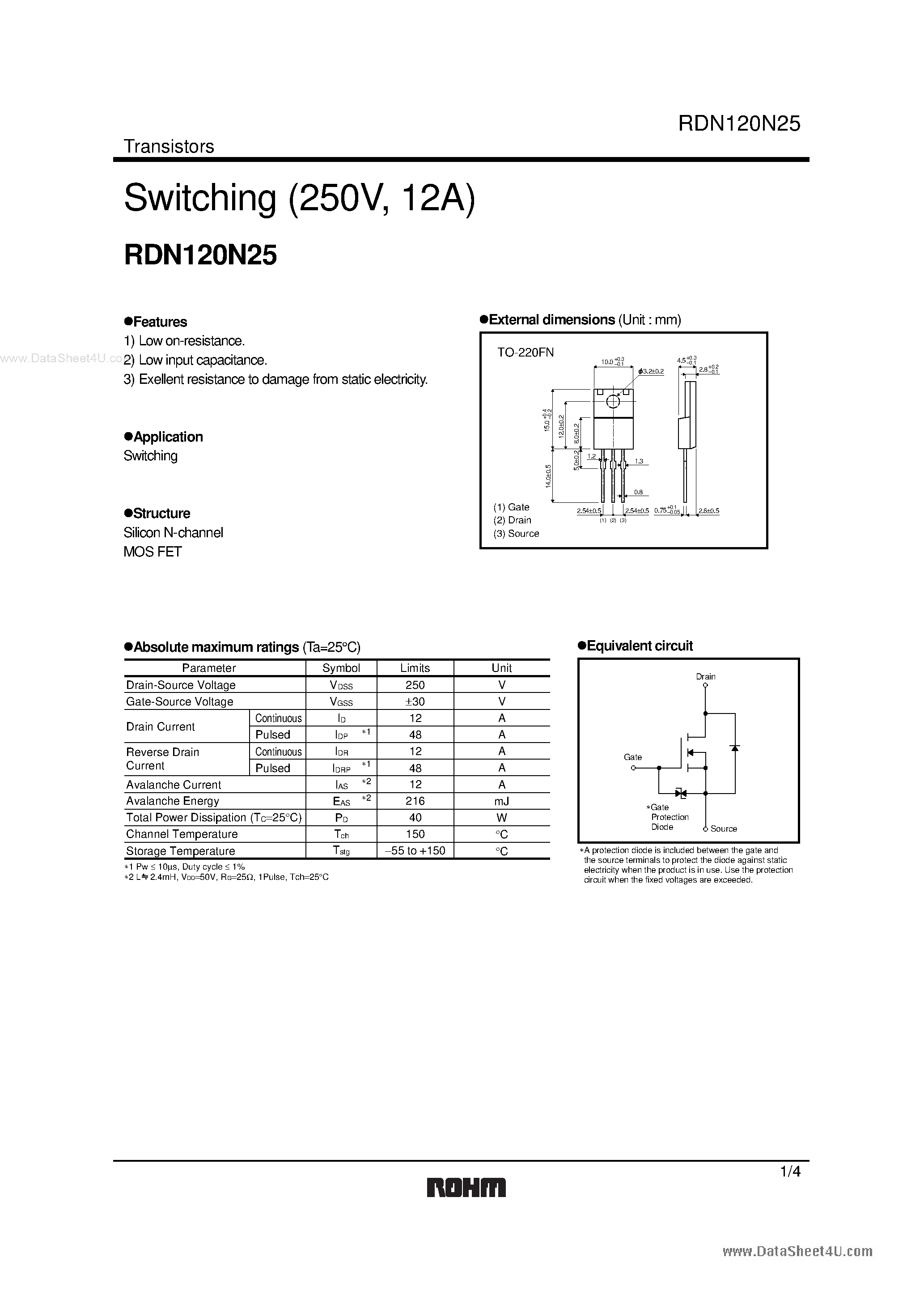 Datasheet RDN120N25 - Switching page 1