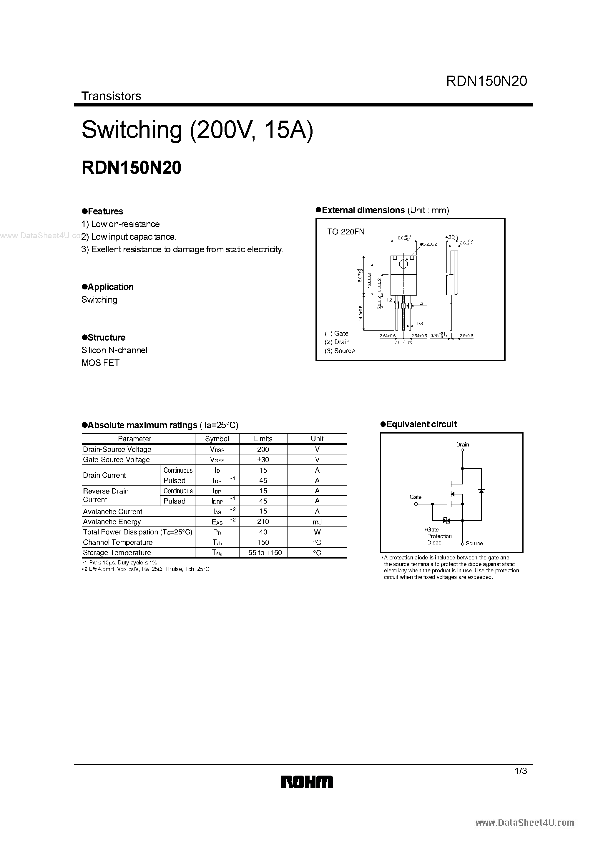 Datasheet RDN150N20 - Switching page 1