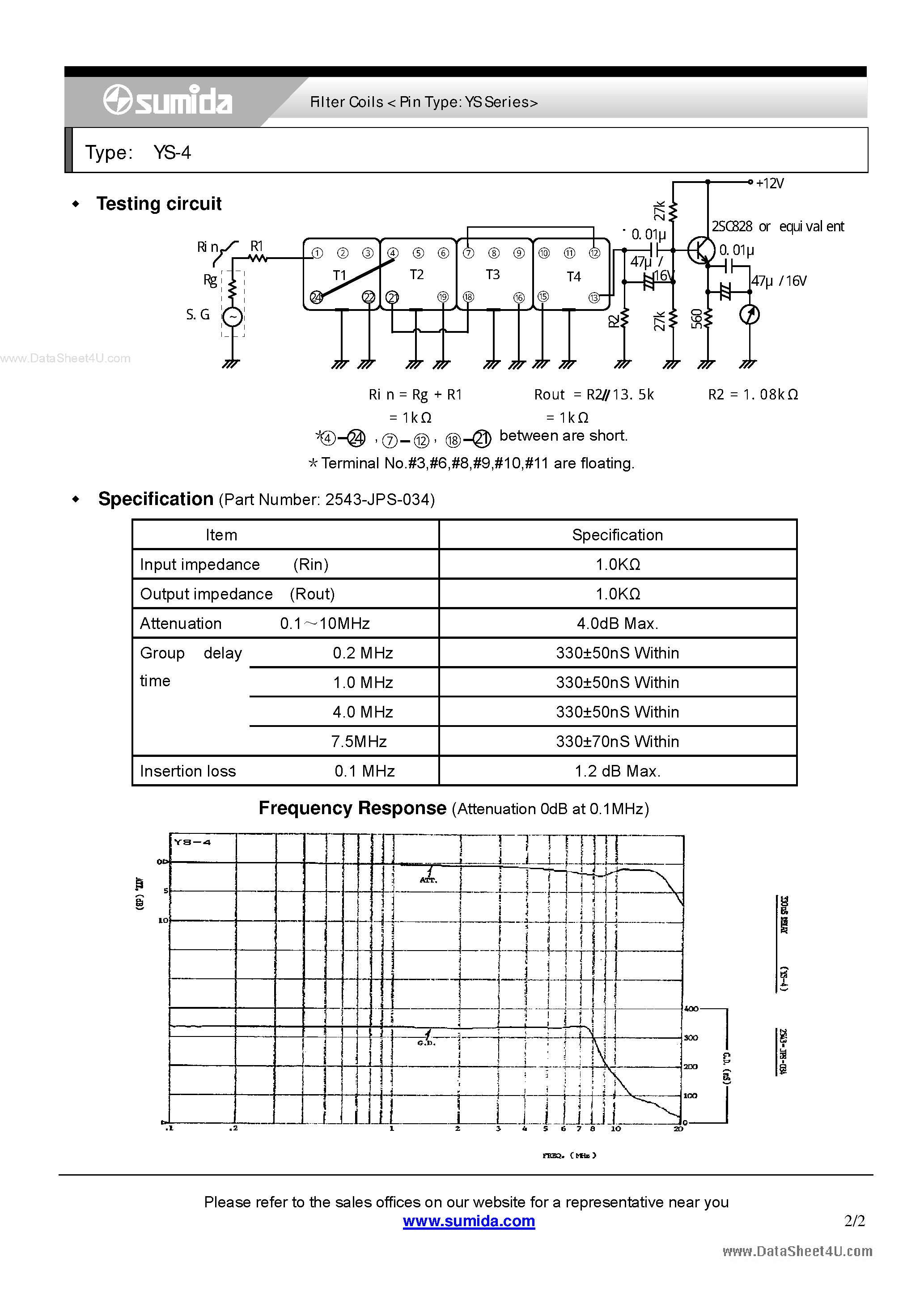 Datasheet YS-4 - Filter Coils page 2