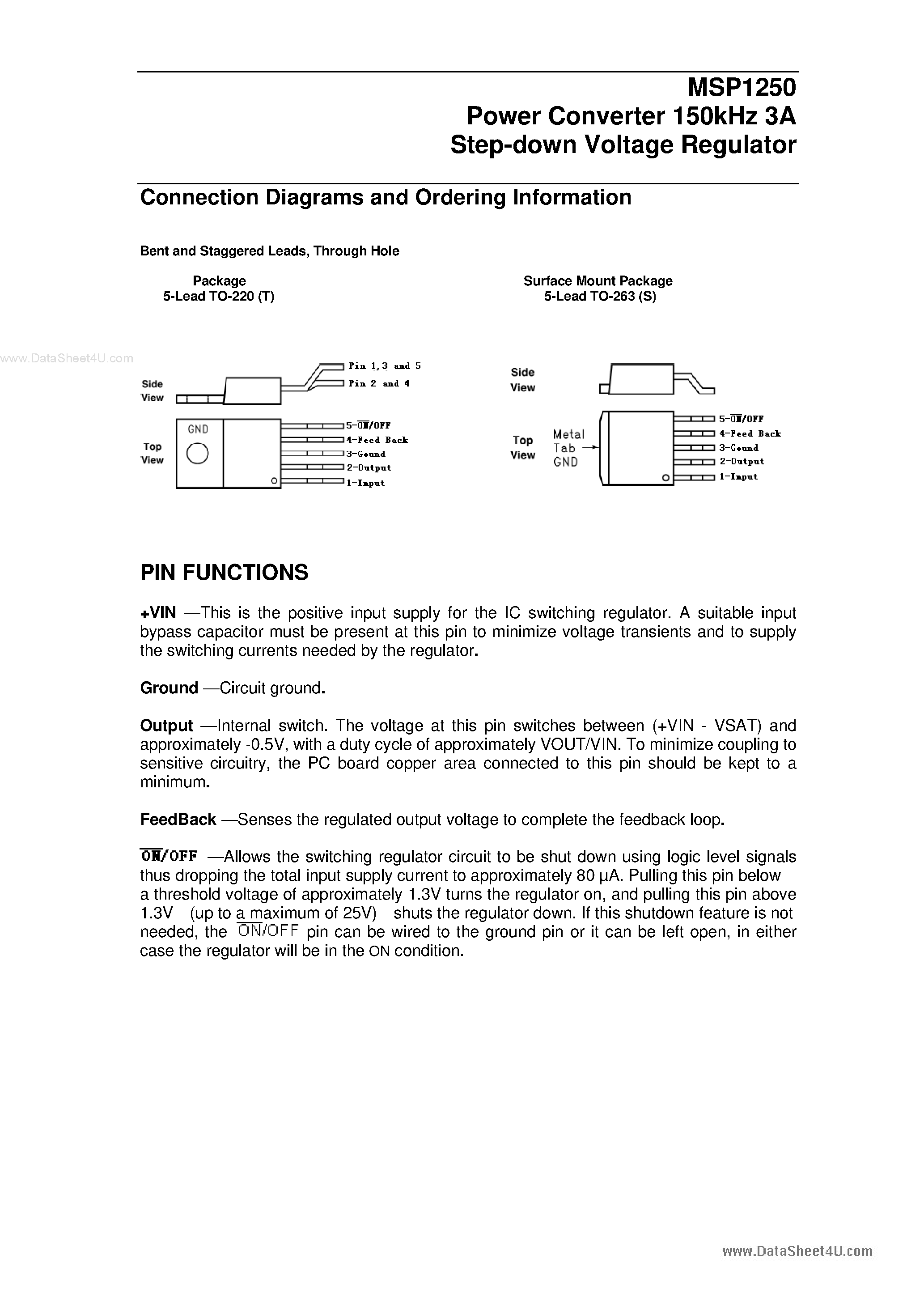 Datasheet MSP1250 - Power Converter Step-down Voltage Regulator page 2