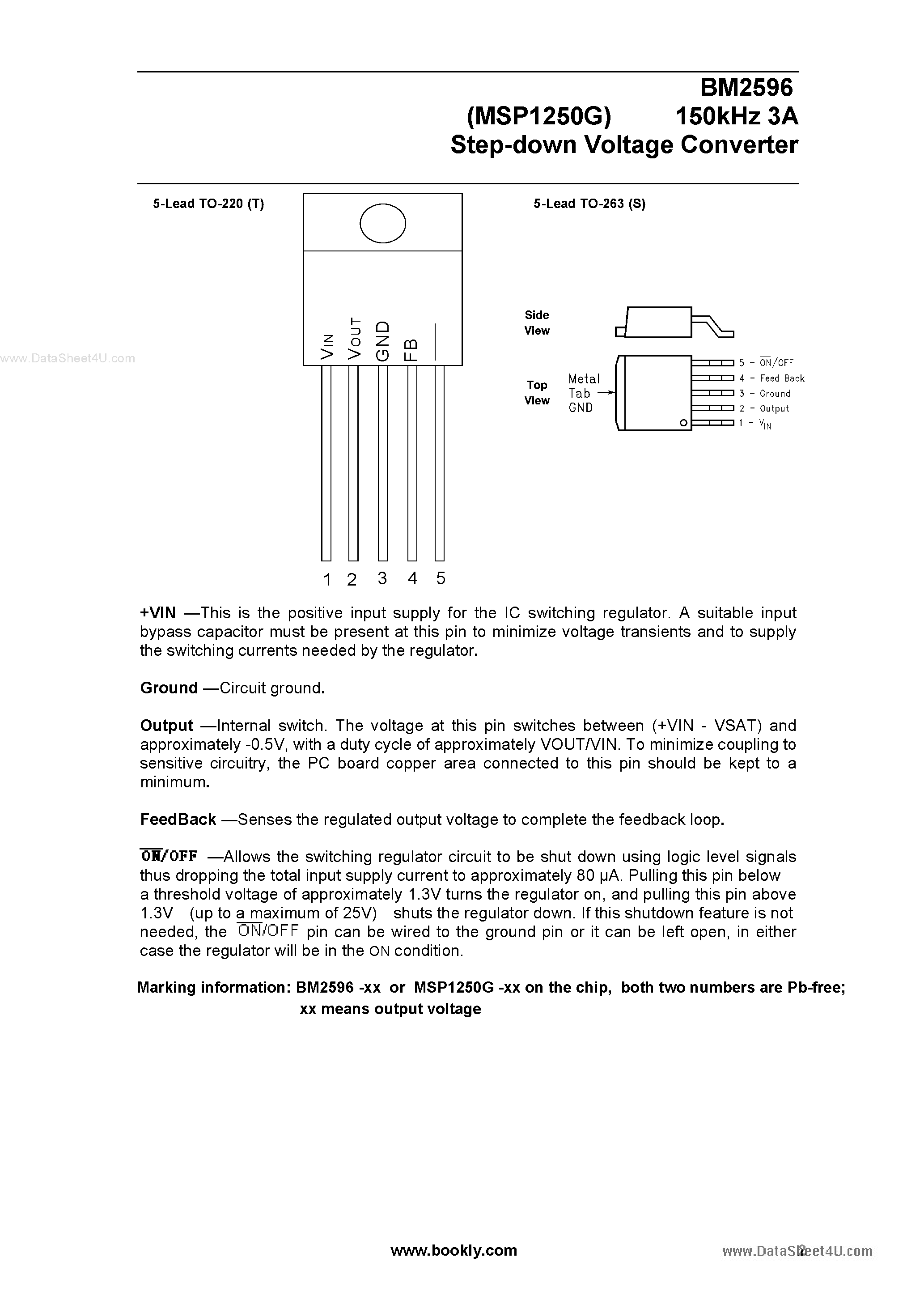 Даташит на микросхему MSP1250G страница 2 Даташит MSP1250G - Step Down Voltage Converter страница 2