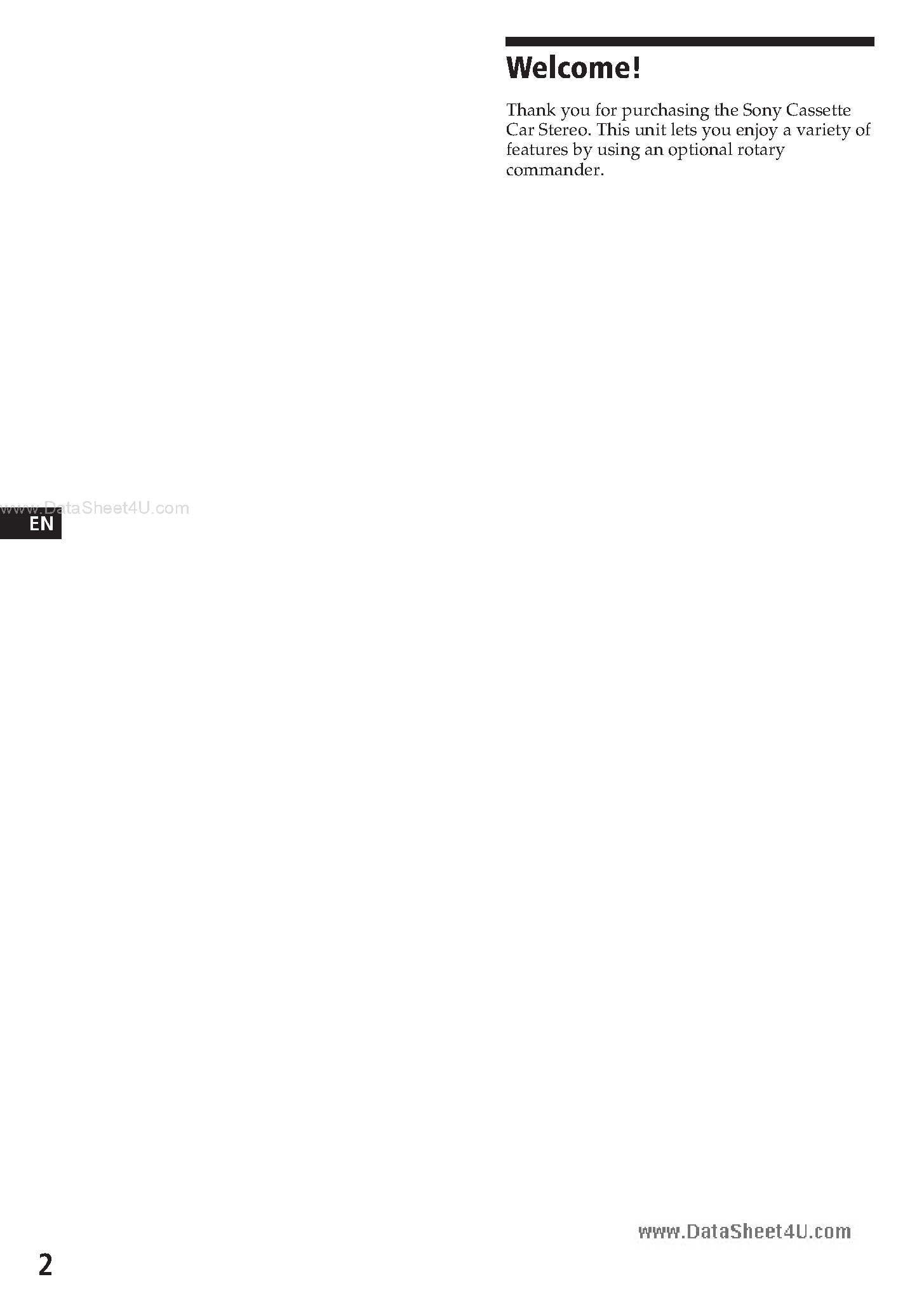 Datasheet XR4800 page 2 Datasheet XR4800 - Cassette Car Stereo page 2