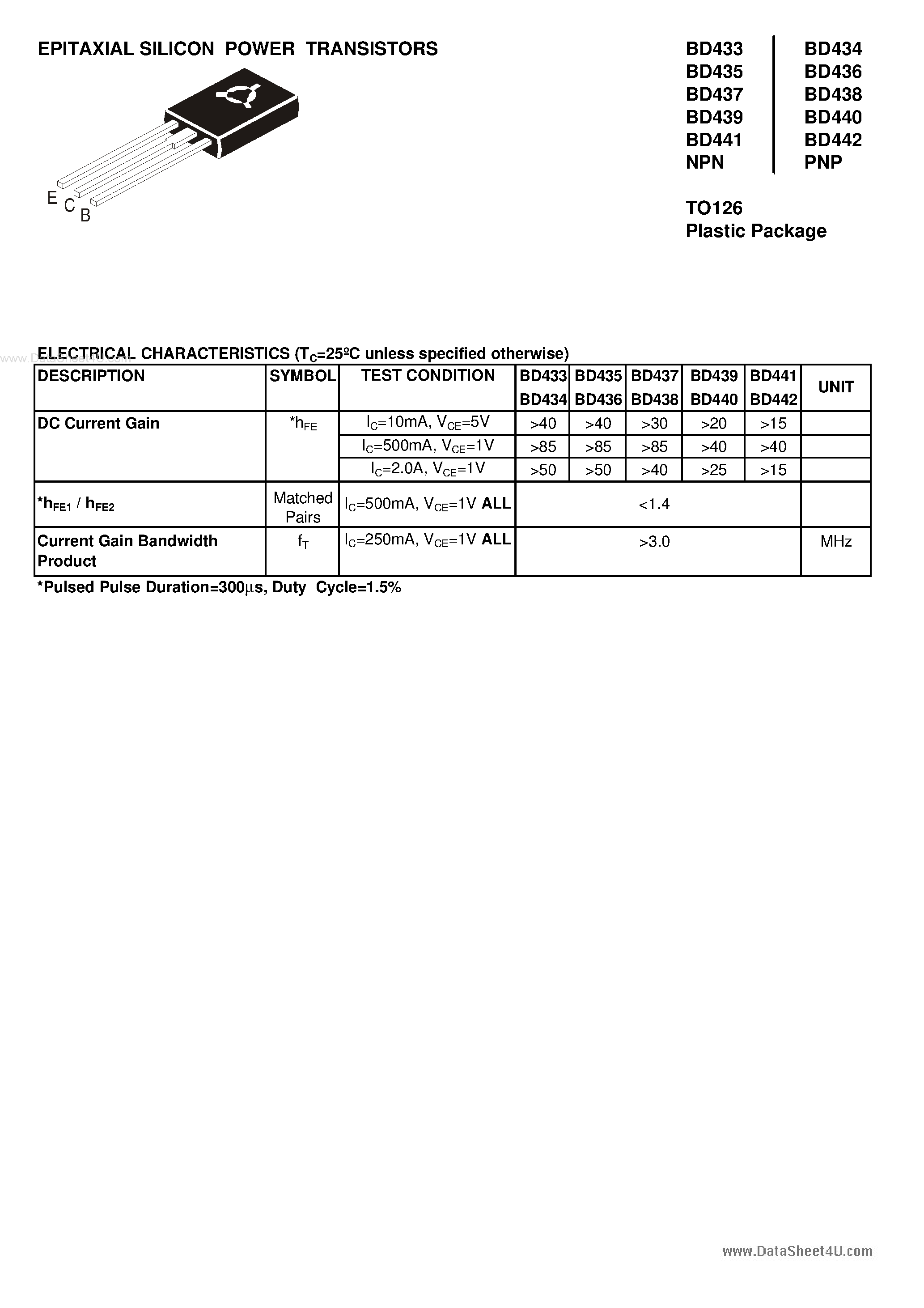 Даташит на микросхему BD433 страница 2 Даташит BD433 - (BD438) EPITAXIAL SILICON POWER TRANSISTORS страница 2