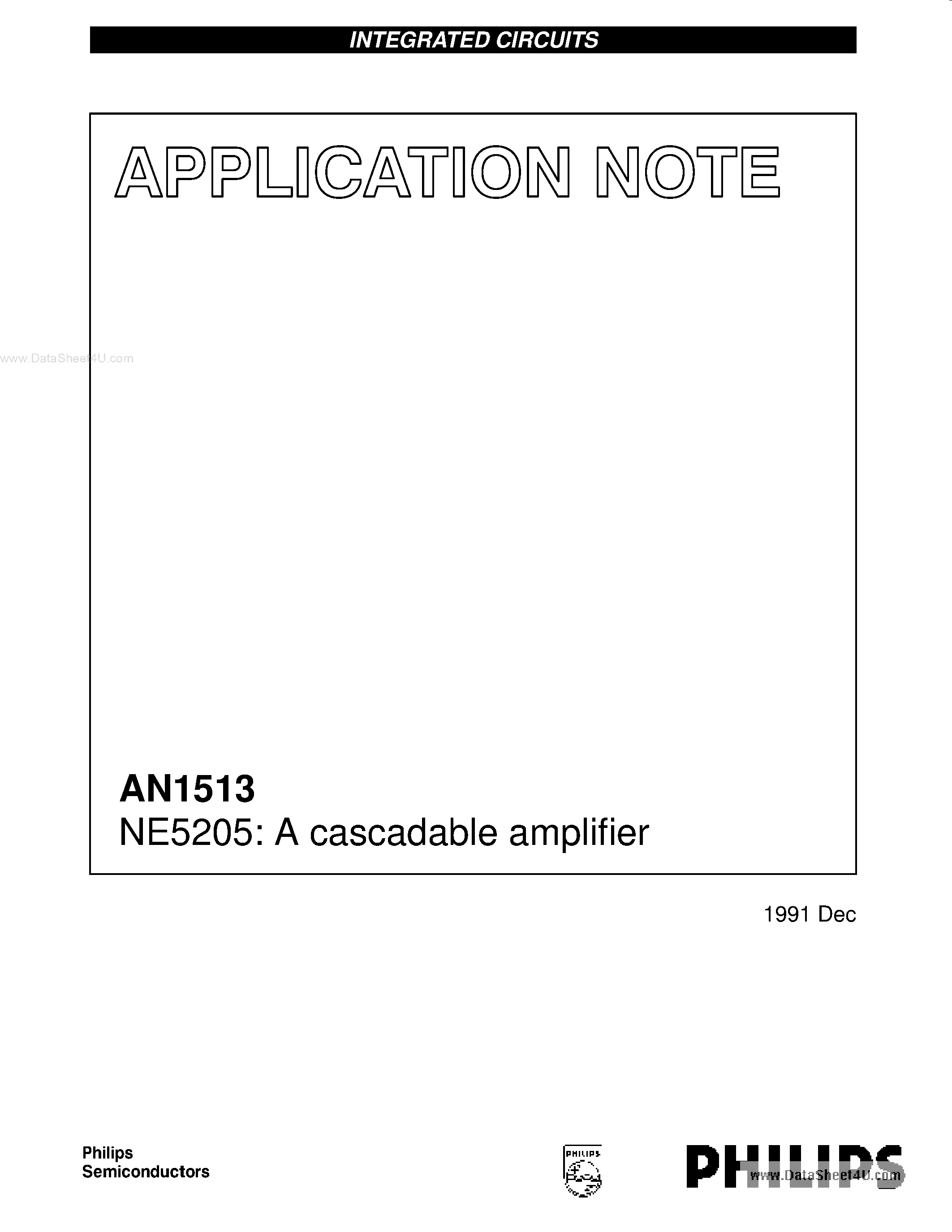 Datasheet AN1513 - NE5205 A Cascadable Amplifier page 1