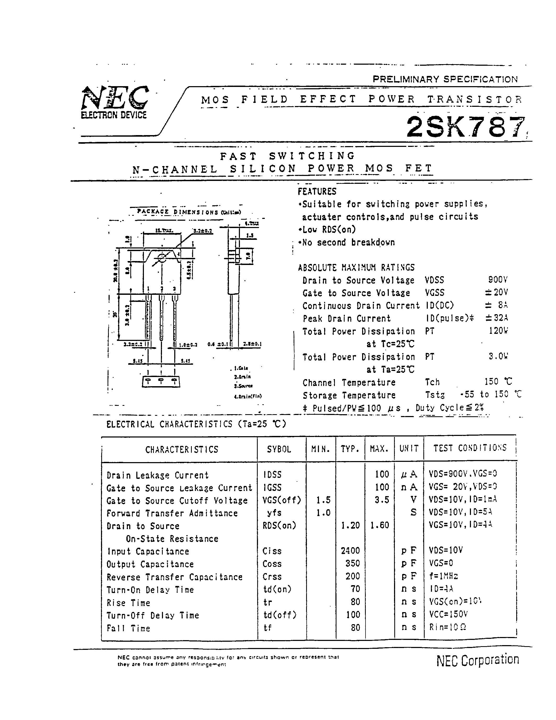 Datasheet K787 - Search -----> 2SK787 page 1