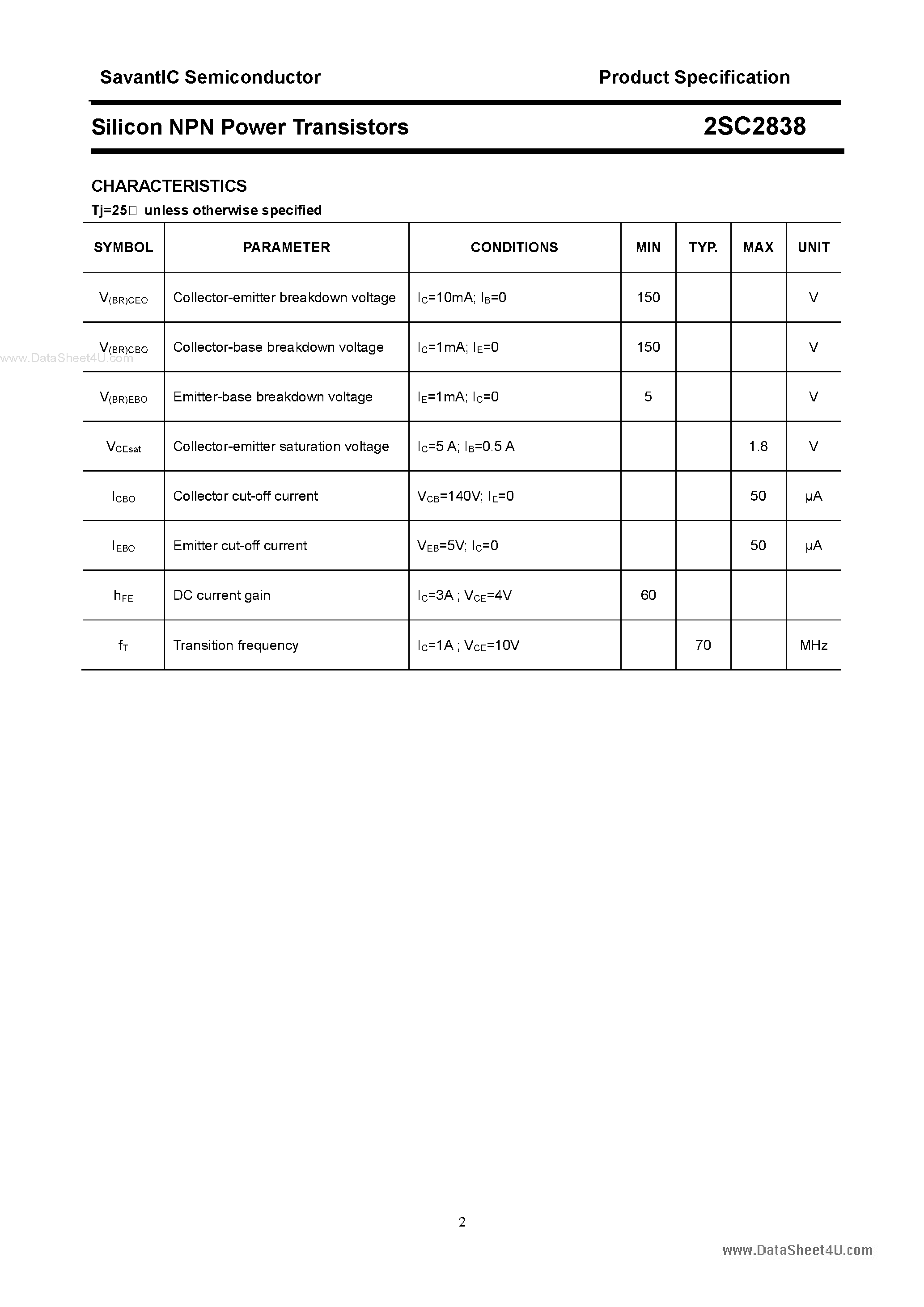Даташит C2838 - Search -----> 2SC2838 страница 2