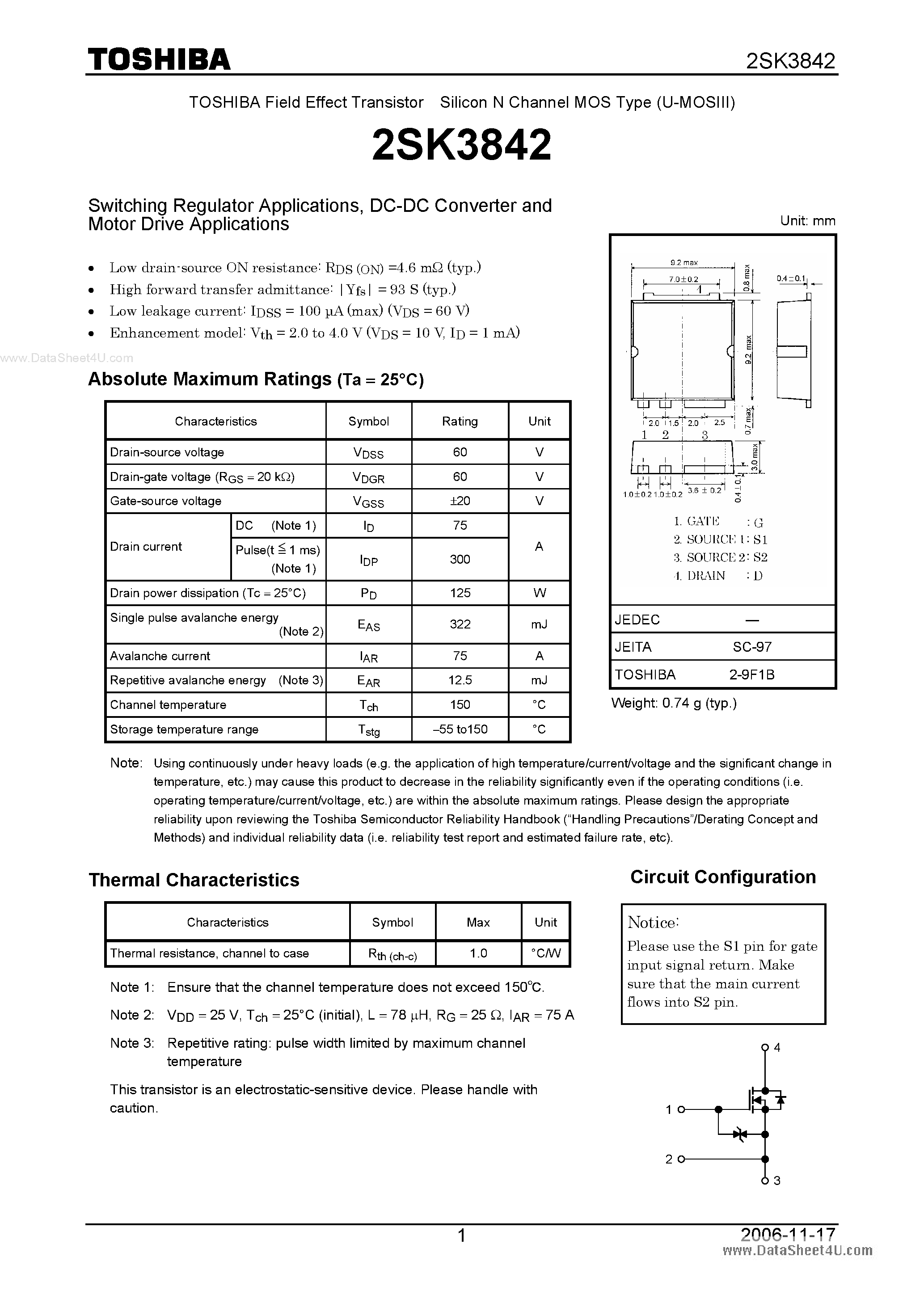 Datasheet K3842 - Search -----> 2SK3842 page 1