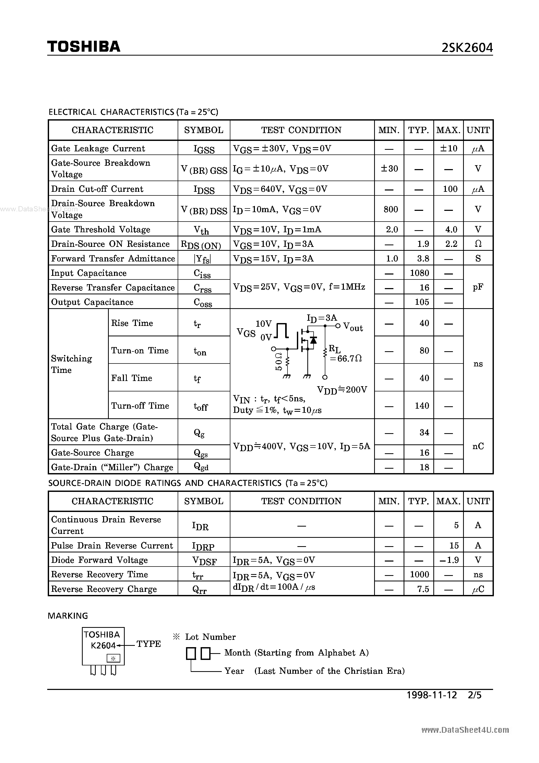 Datasheet K2604 page 2 Datasheet K2604 - Search -----> 2SK2604 page 2