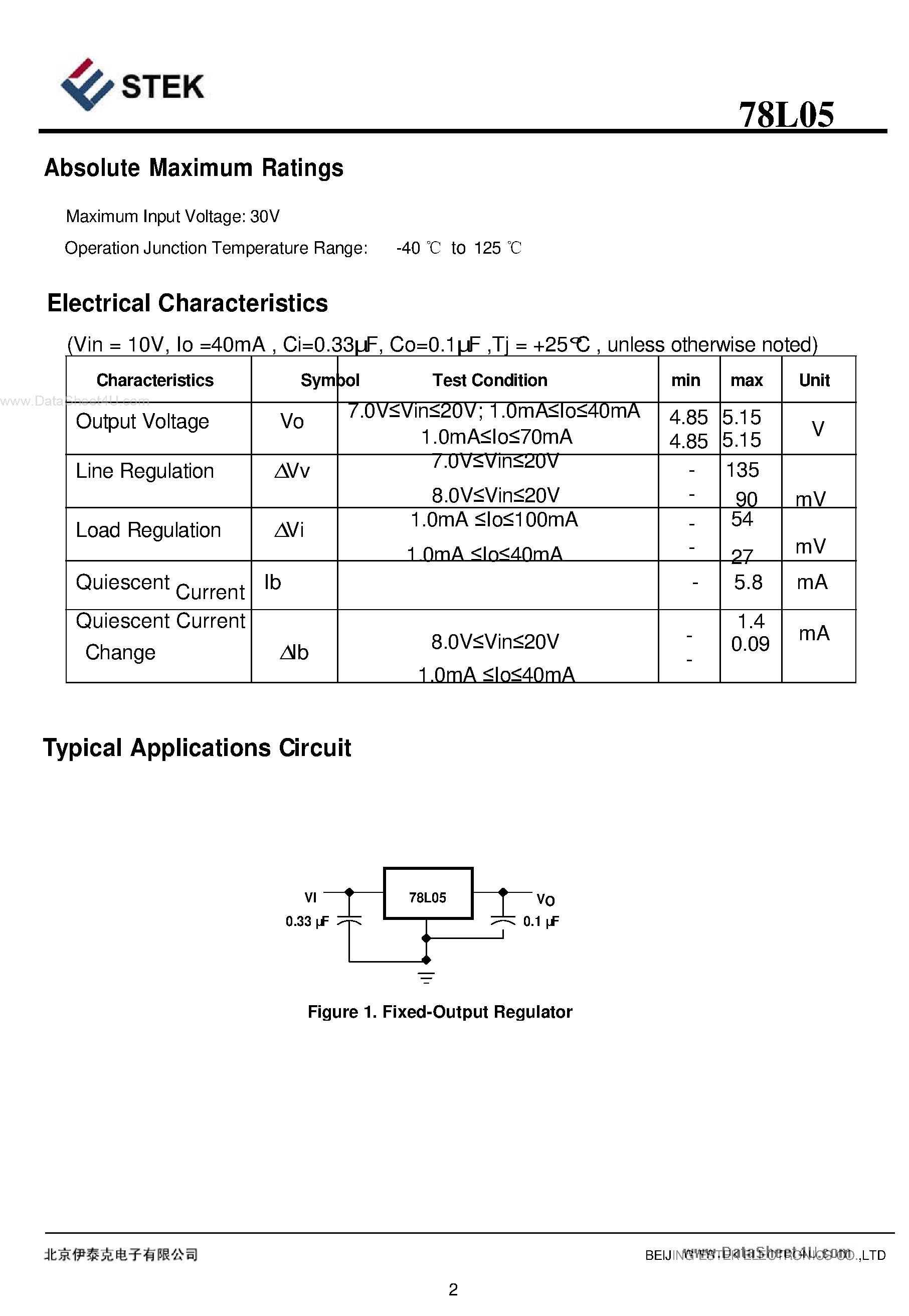 Datasheet 78L05 - 3-Terminal Regulators page 2