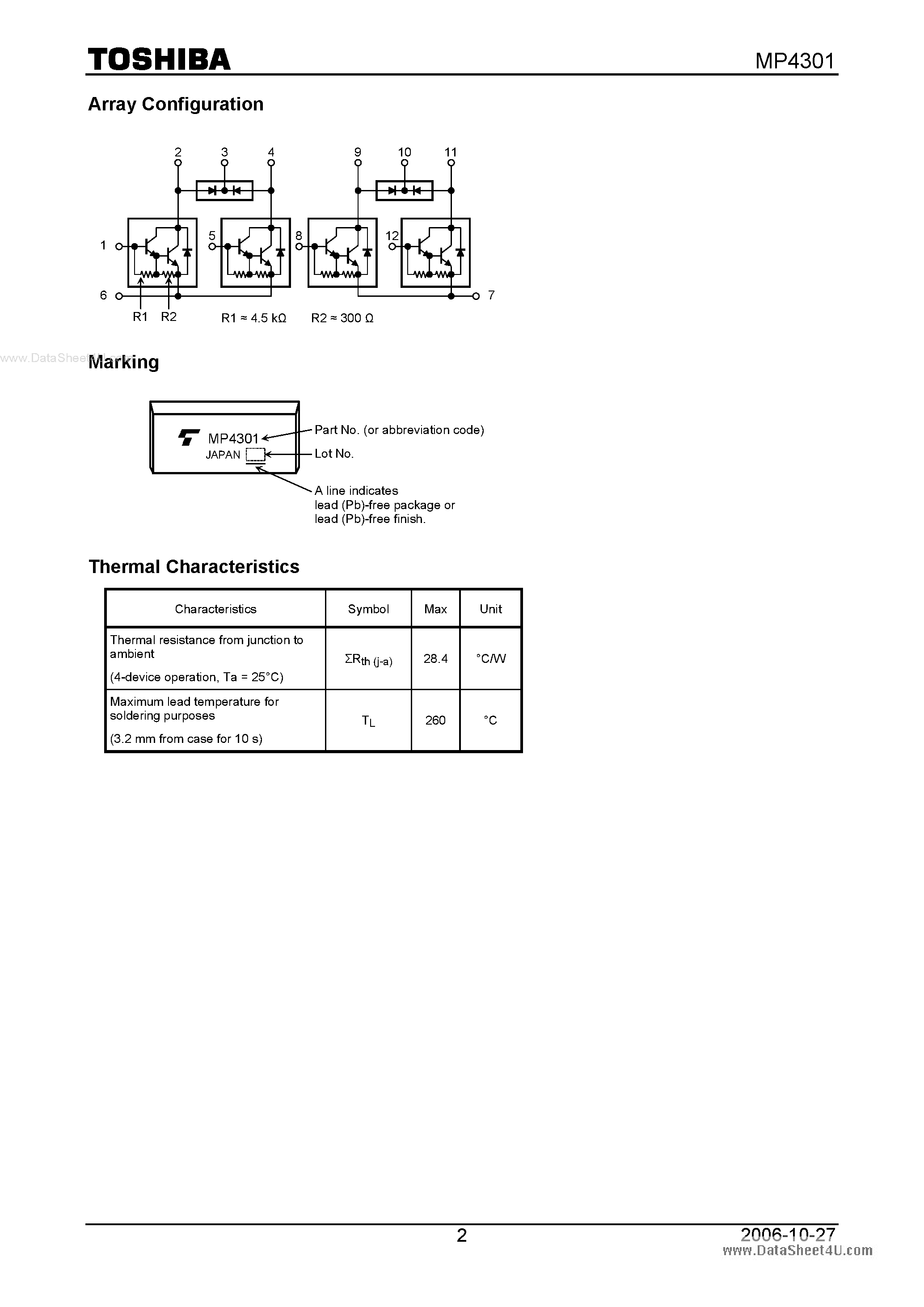 Datasheet MP4301 page 2 Datasheet MP4301 - Pulse Motor Drive and Inductive Load Switching page 2