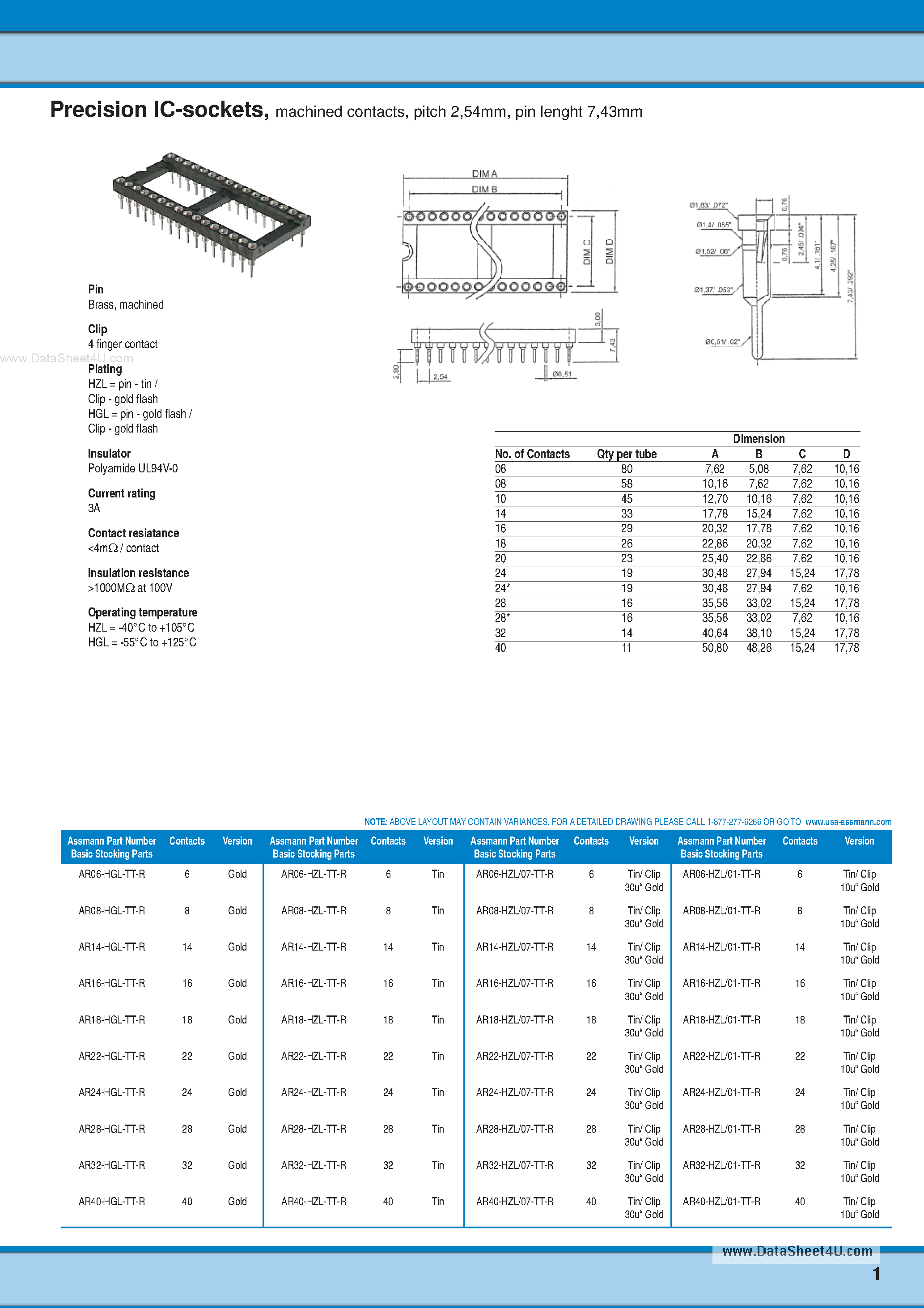 Даташит A-CCSxx-G-R - Chip Carrier Sockets страница 1