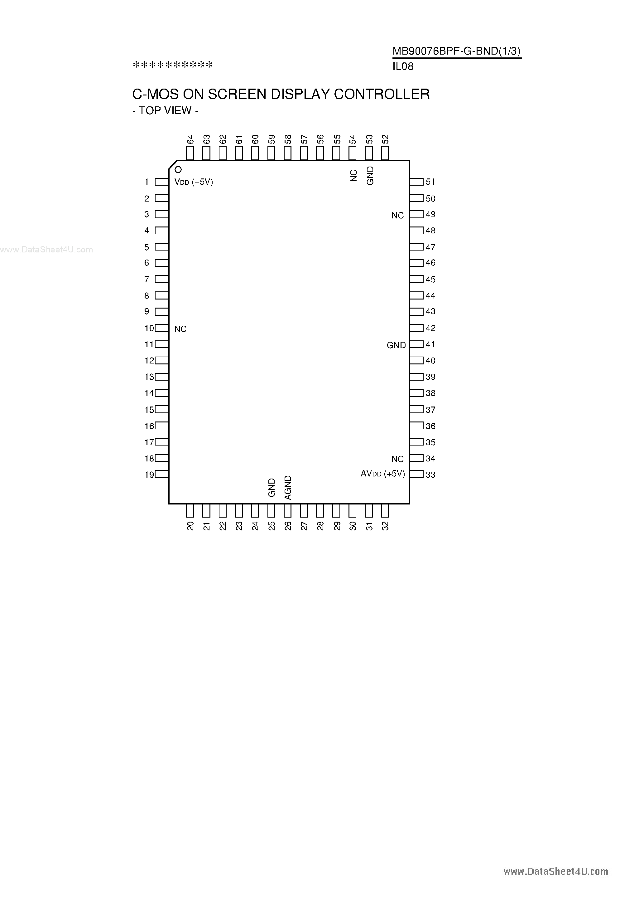 Даташит MB90076BPF-G-BND - CMOS On Screen Display Controller страница 1