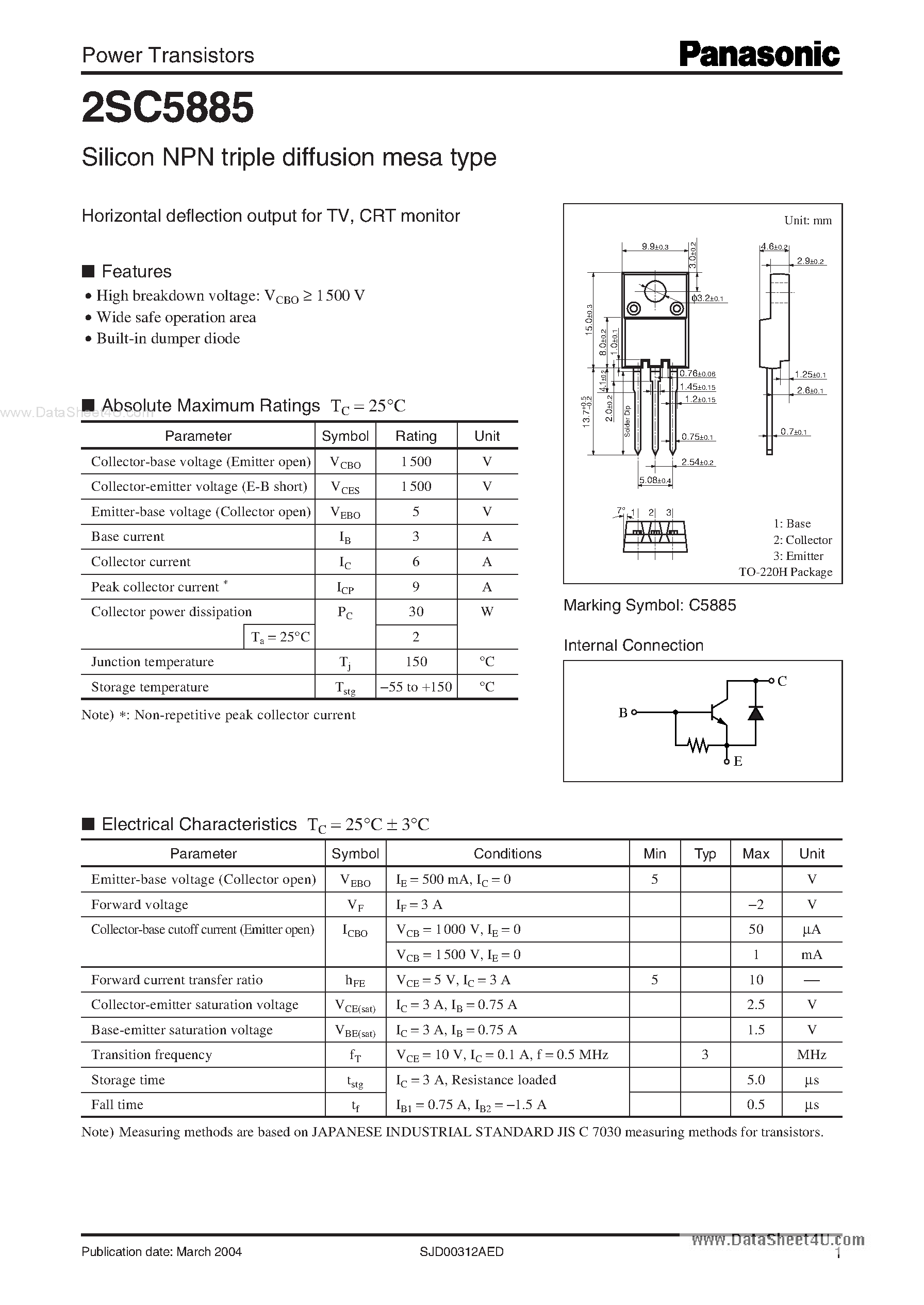 Даташит на микросхему C5885 страница 1 Даташит C5885 - Search -----> 2SC5885 страница 1
