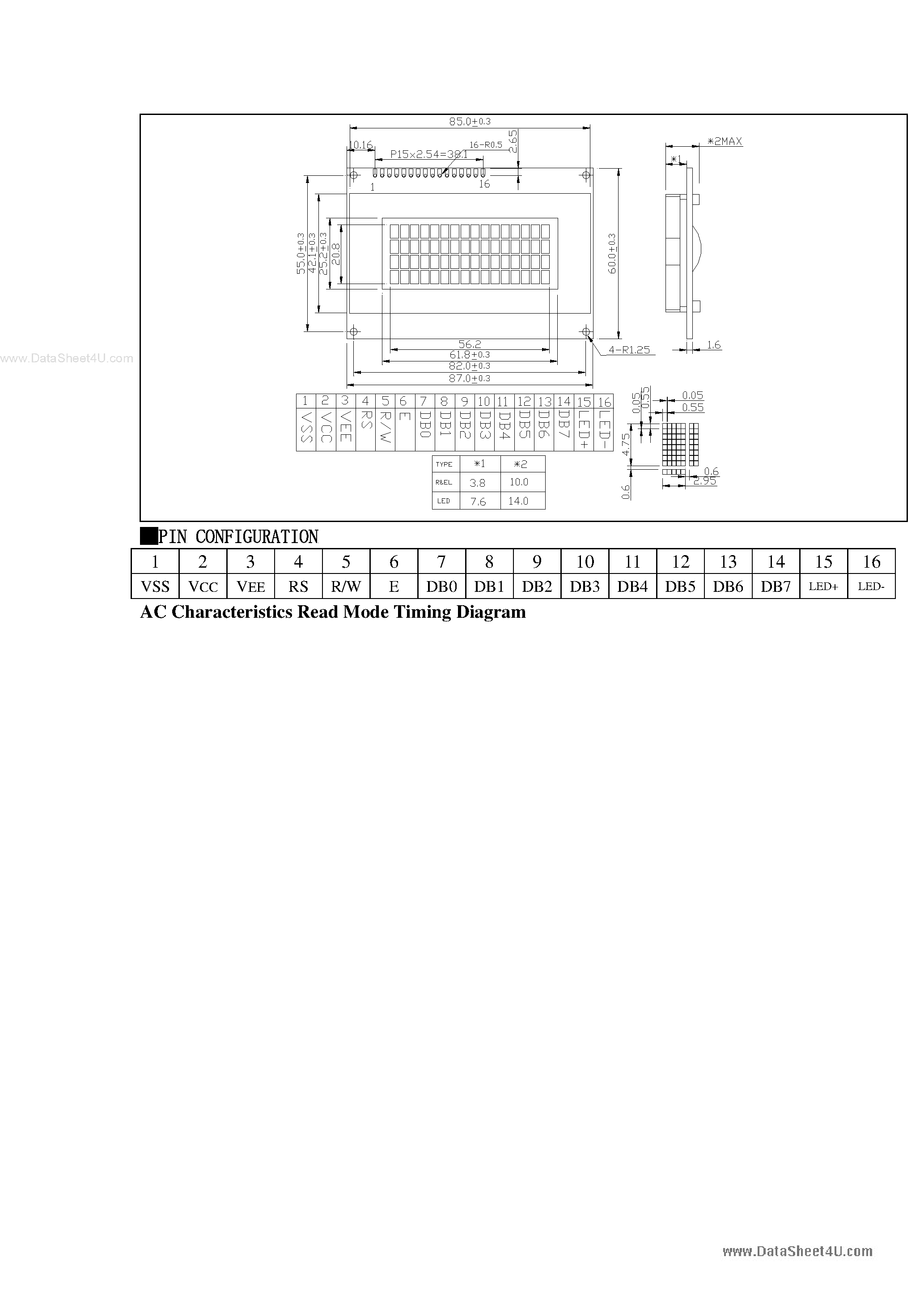 Даташит JHD164A - 16 CHAR x 4ROW DISPLAY страница 2