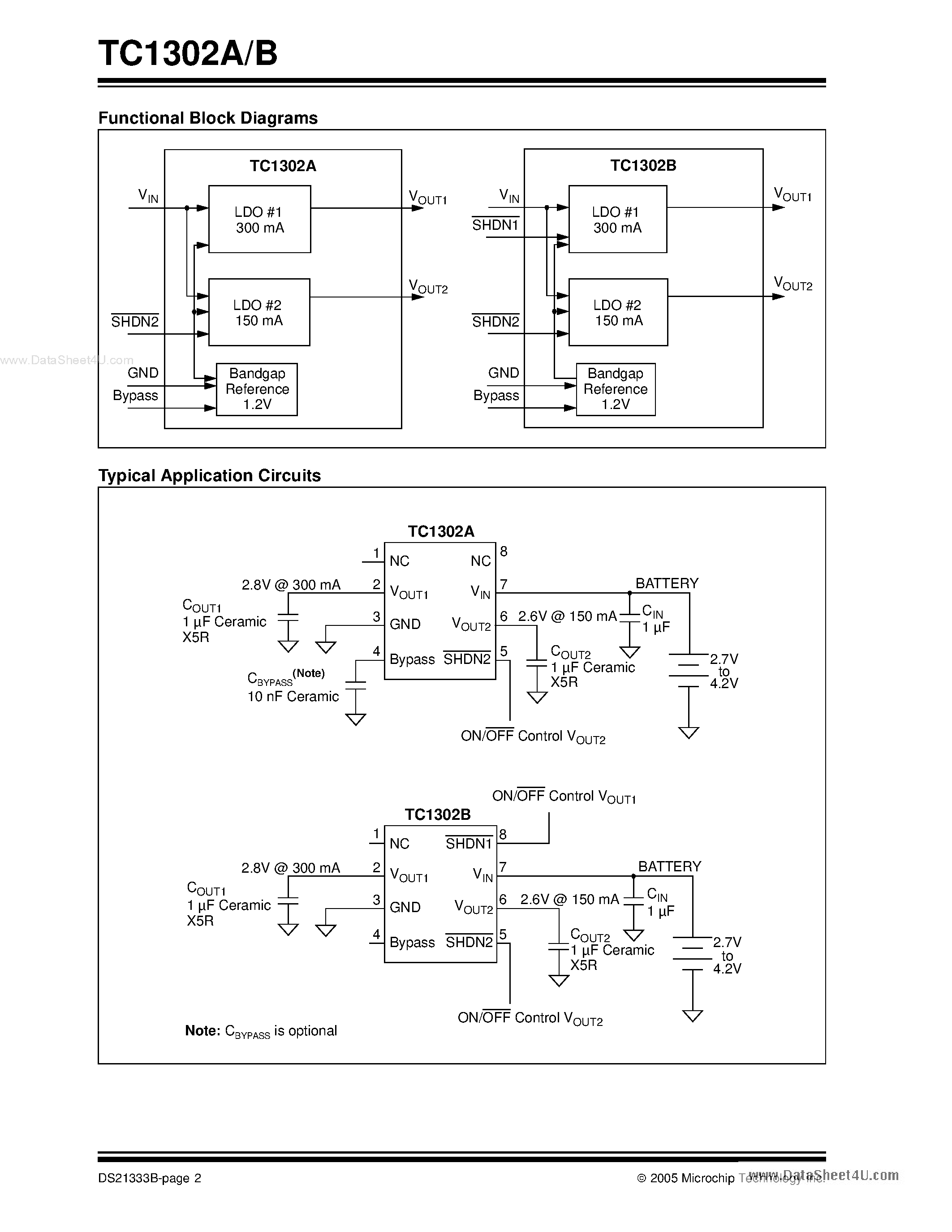 Datasheet TC1302A page 2 Datasheet TC1302A - LOW QUIESCENT CURRENT DUAL OUTPUT LDO page 2