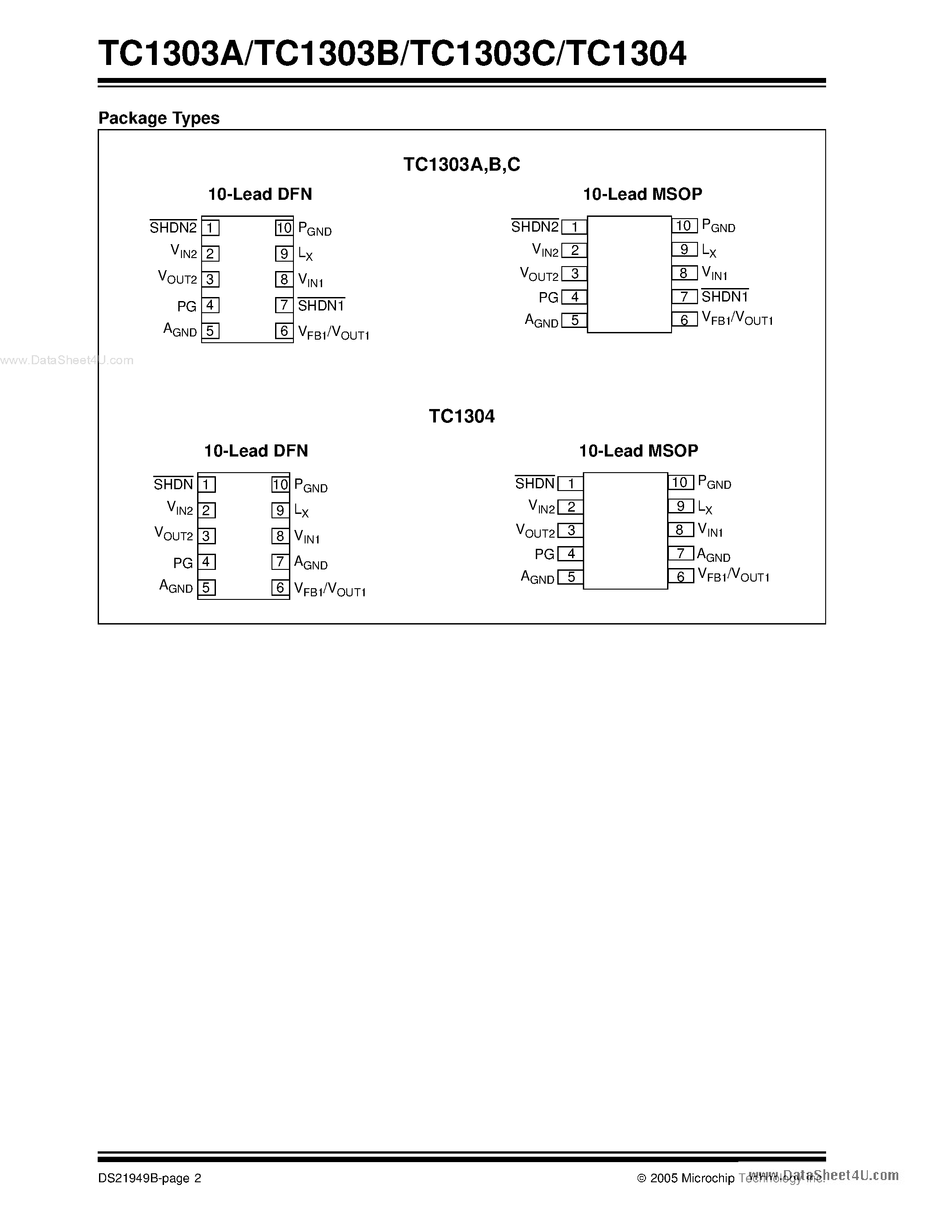 Datasheet TC1303A page 2 Datasheet TC1303A - (TC1303 / TC1304) 500 mA Synchronous Buck Regulator page 2